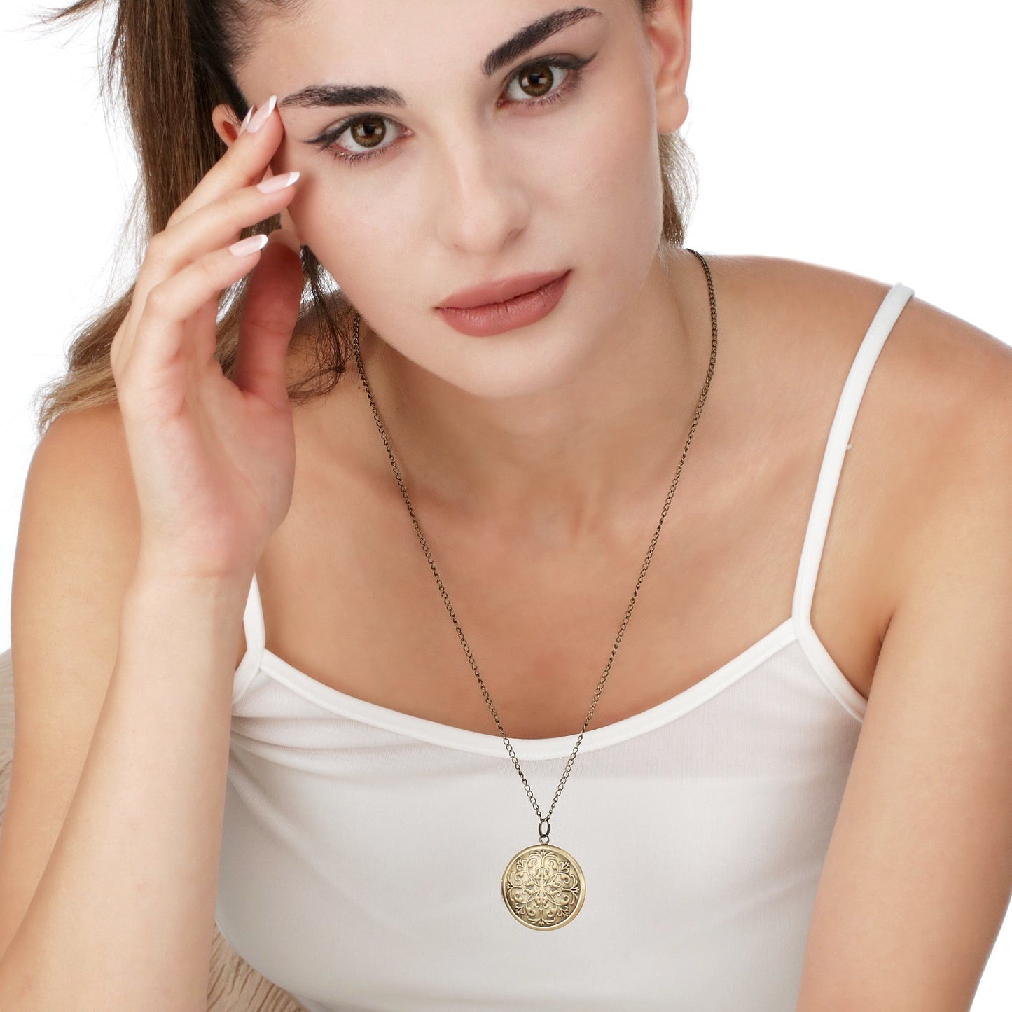 Photo medallion necklace with your photo Personalized oriental pendant