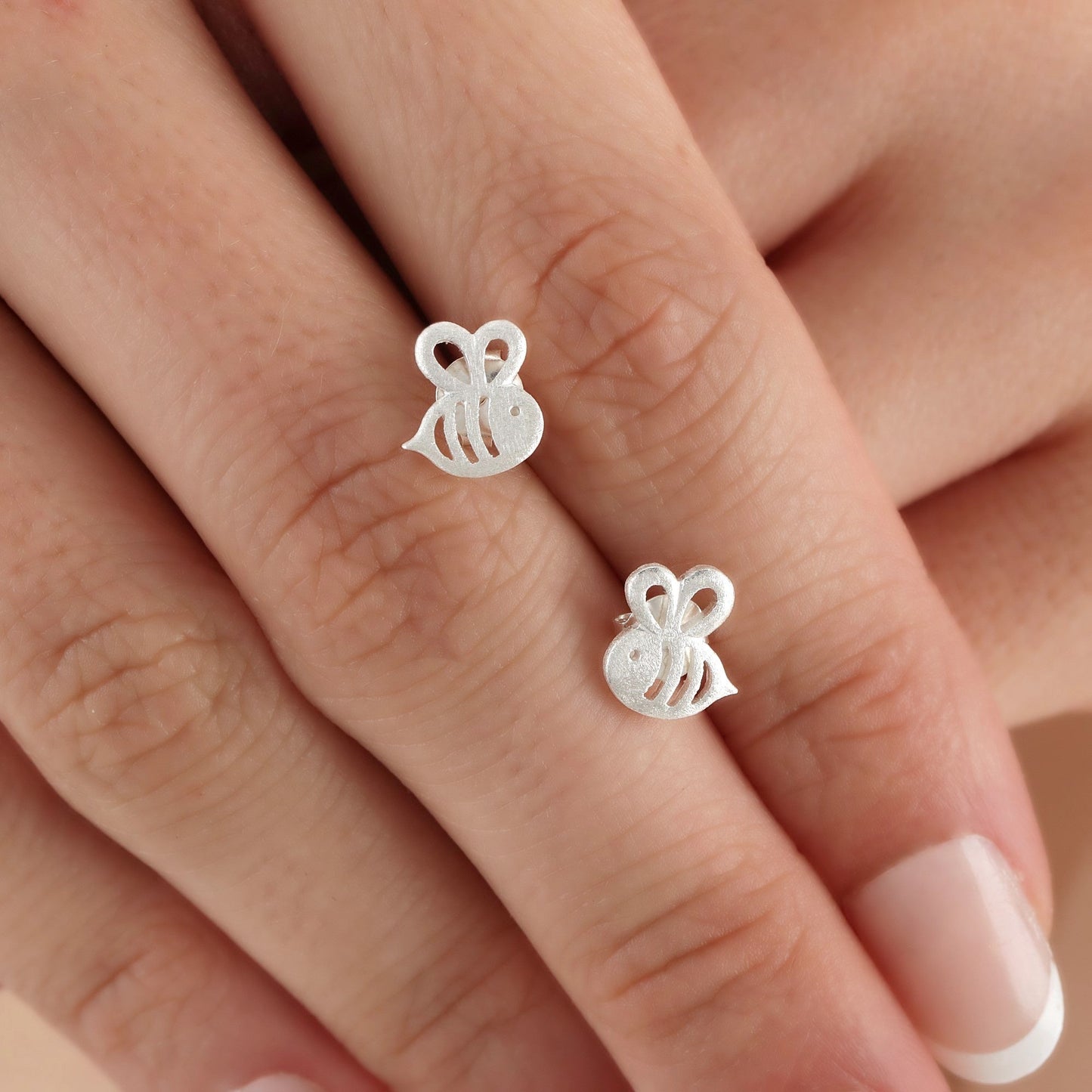 Bee Mini Stud Earrings - 925 Sterling Silver Earrings - Stamina…