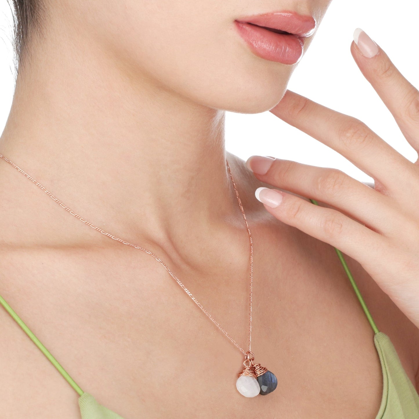 Labradorite Moonstone Necklace - 925 Sterling Rose Gold Gold Plated…