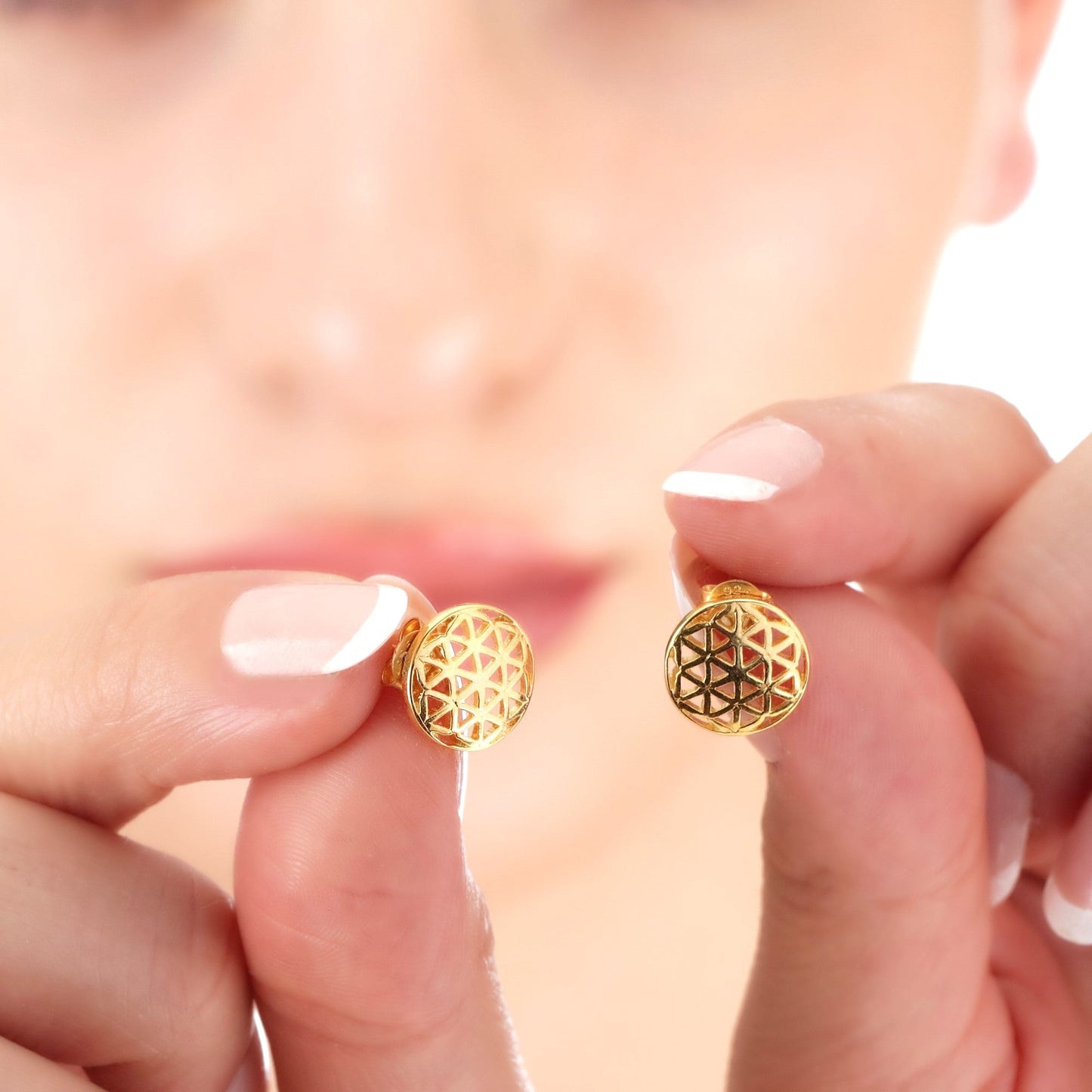 Flower of Life — 925 gold gold plated stud earrings — 106