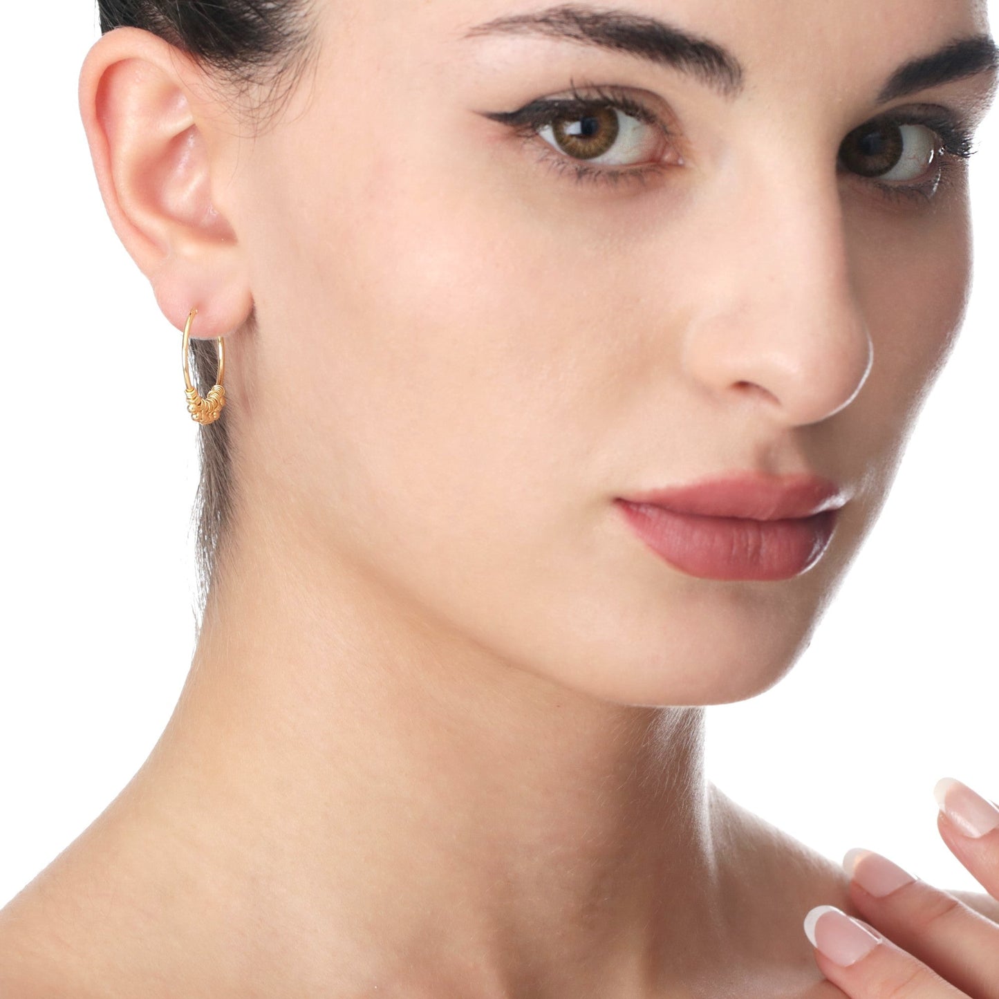 925 Sterling Gold Plated Gyspy Hoop Earrings