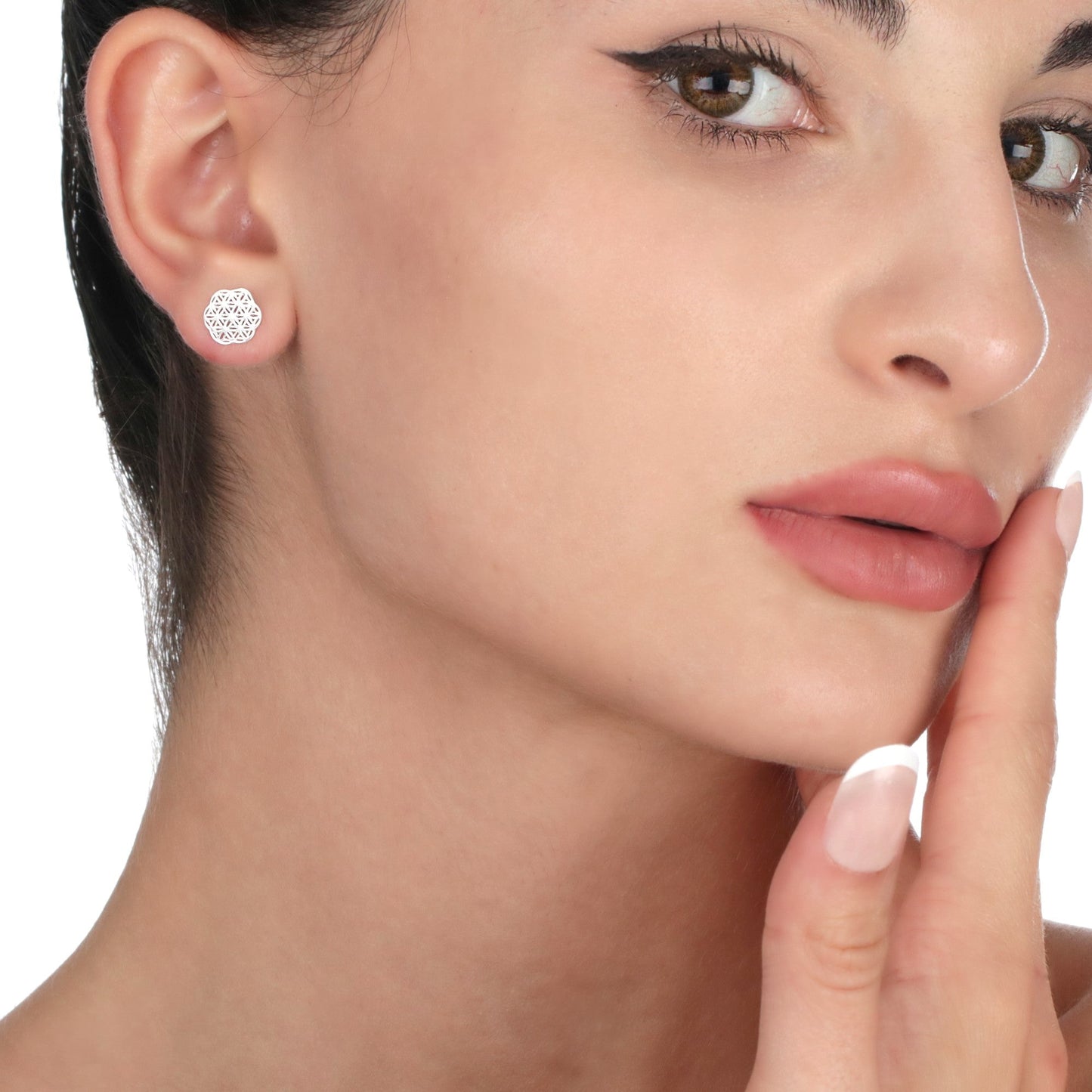 Flower of Life Mini Stud Earrings - 925 Sterling Silver