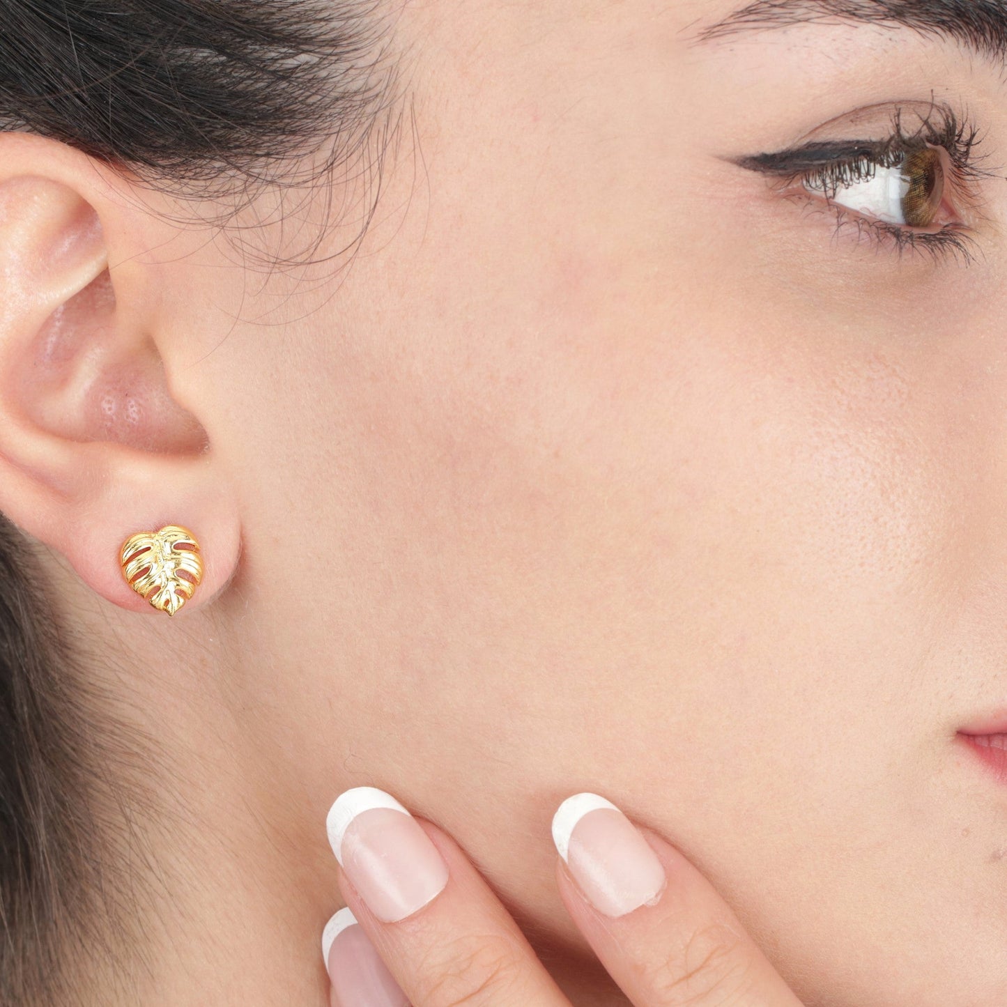 Monstera Leaf Stud Earrings - 925 Gold Gold Plated Exotic Leaves…