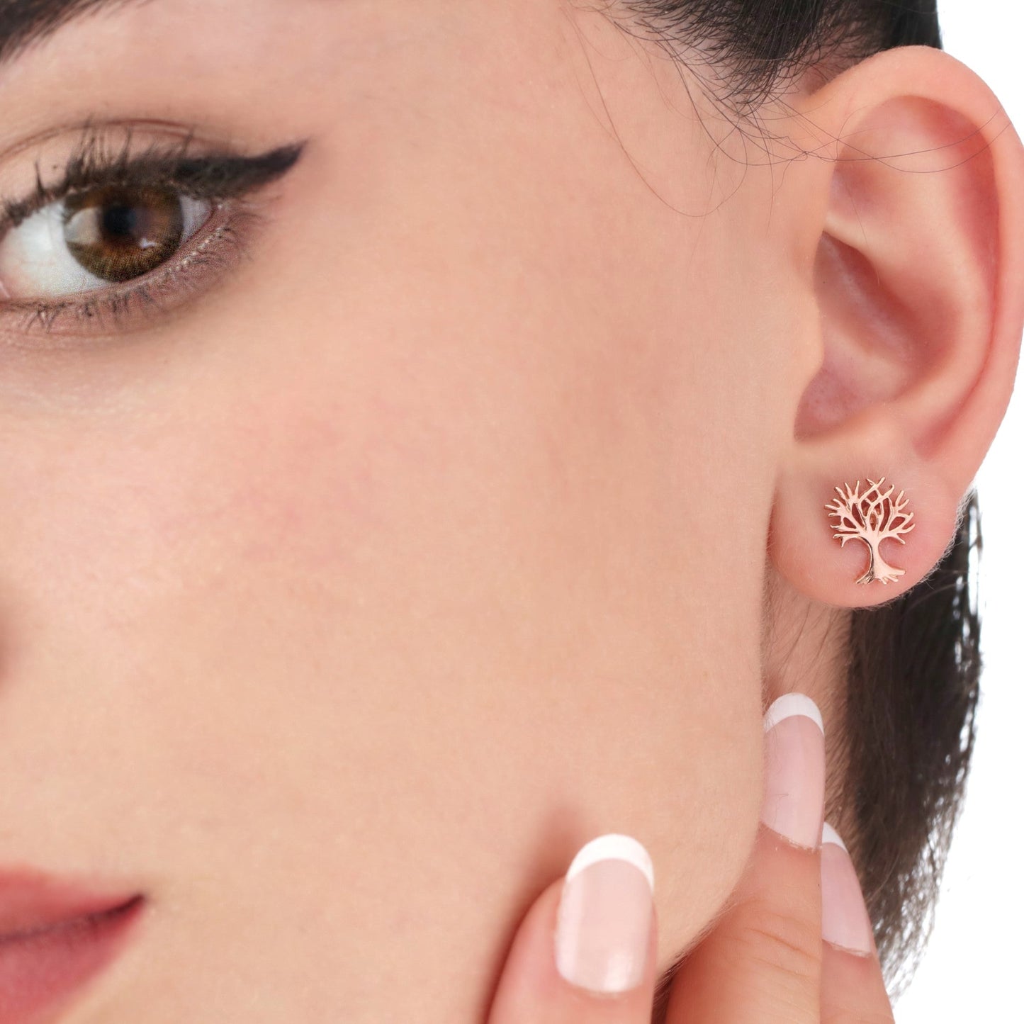 Living Tree Mini Stud Earrings - 925 Sterling Rosegold Gold Plated…