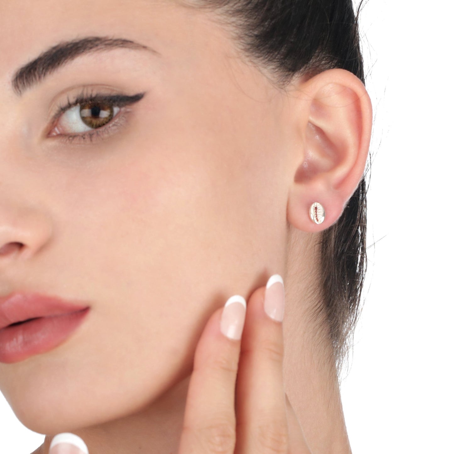 Cowrie shell mini stud earrings - 925 Sterling silver