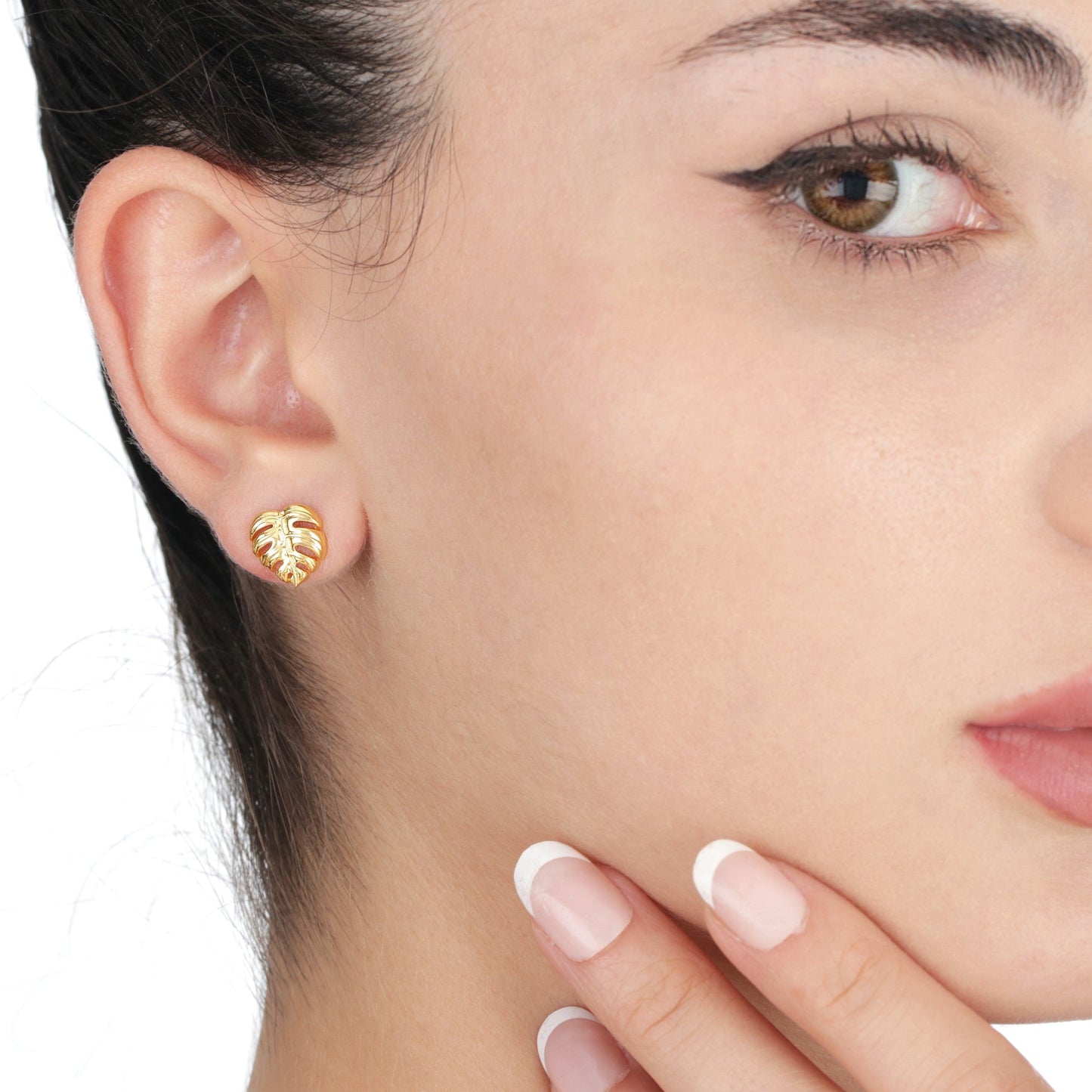 Monstera Leaf Stud Earrings - 925 Gold Gold Plated Exotic Leaves…