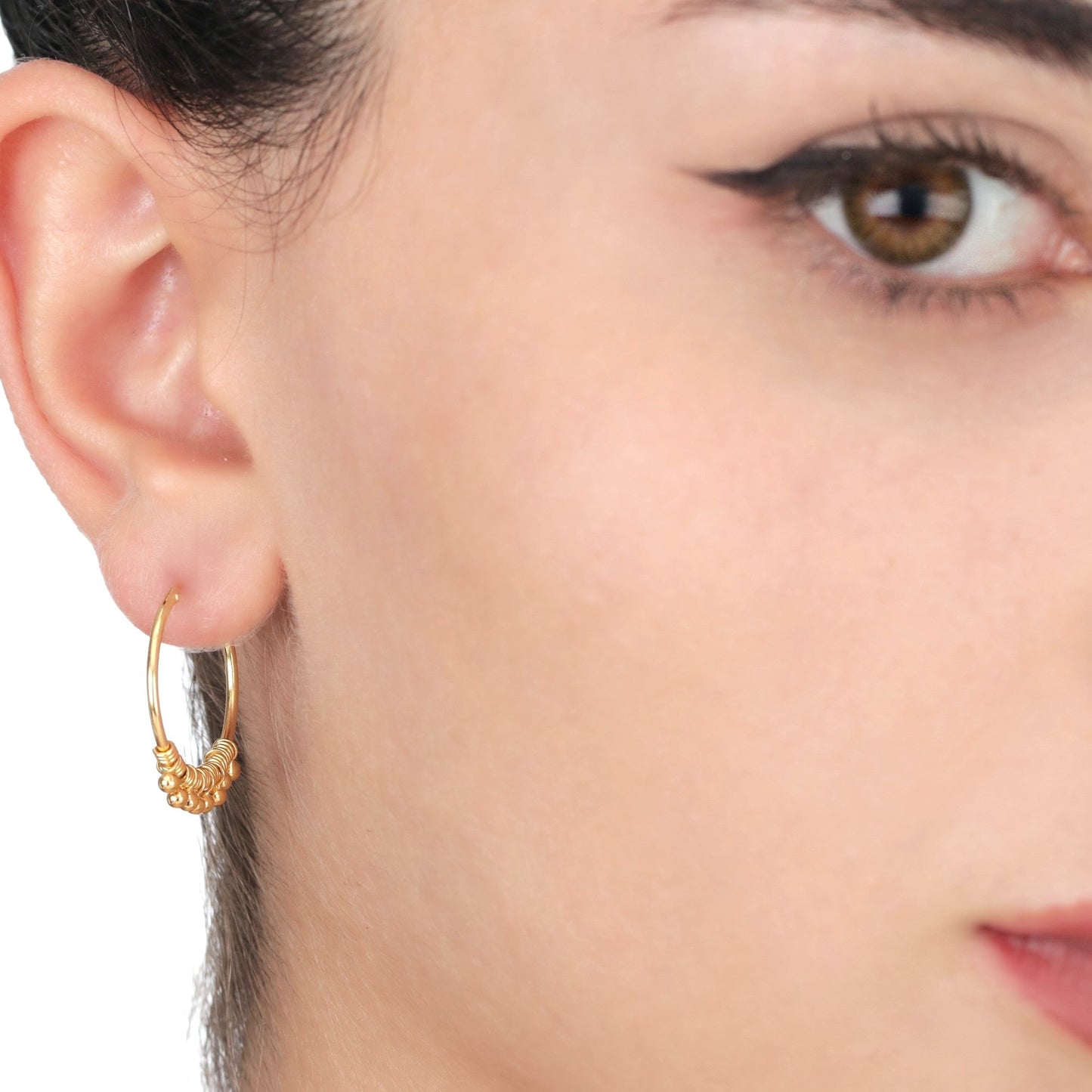 925 Sterling Gold Plated Gyspy Hoop Earrings