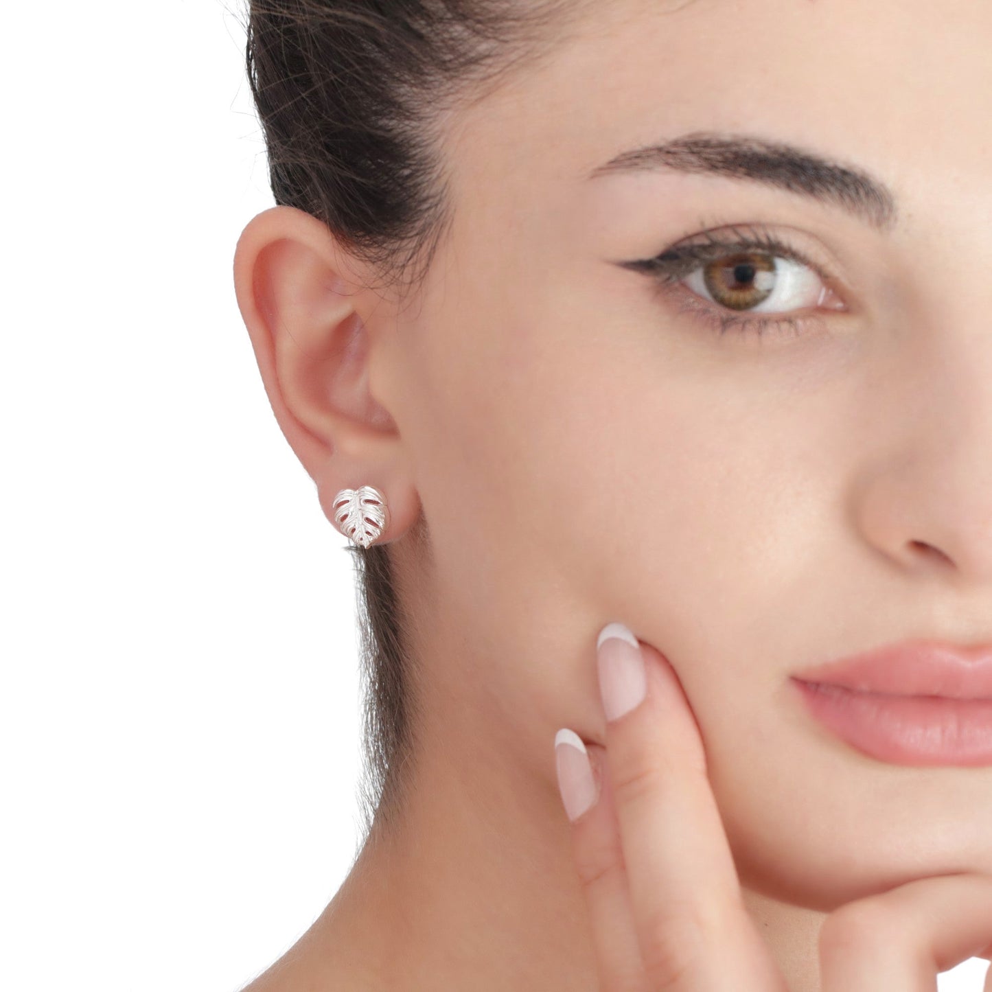 exotic monstera leaves — 925 sterling silver stud earrings