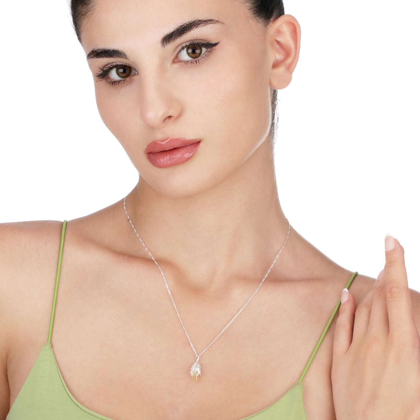 Belly Flowers Chain - 925 Silver Chain Golden Floral Pendant…