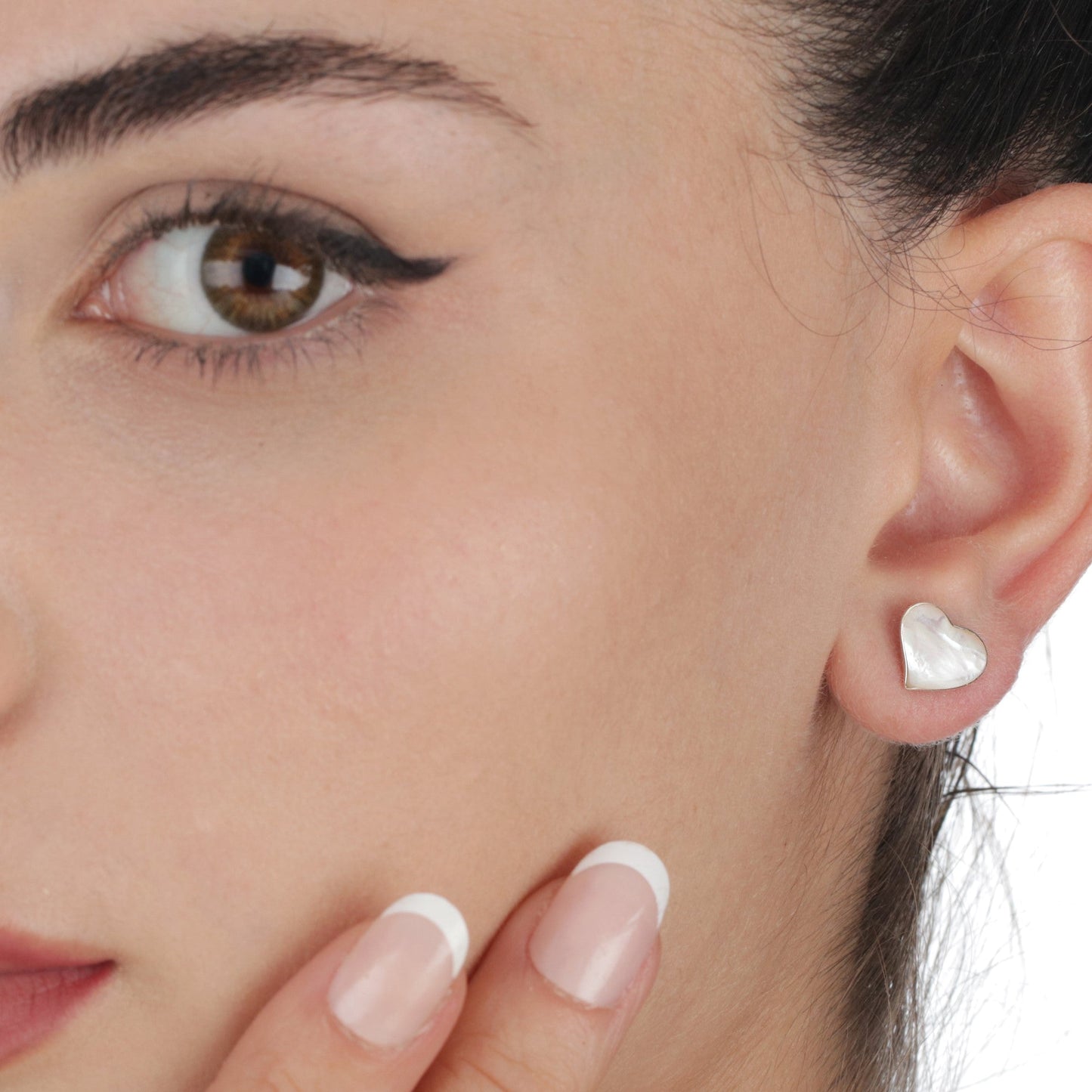 Heart-shaped mother of pearl earrings made of 925 sterling silver — 94