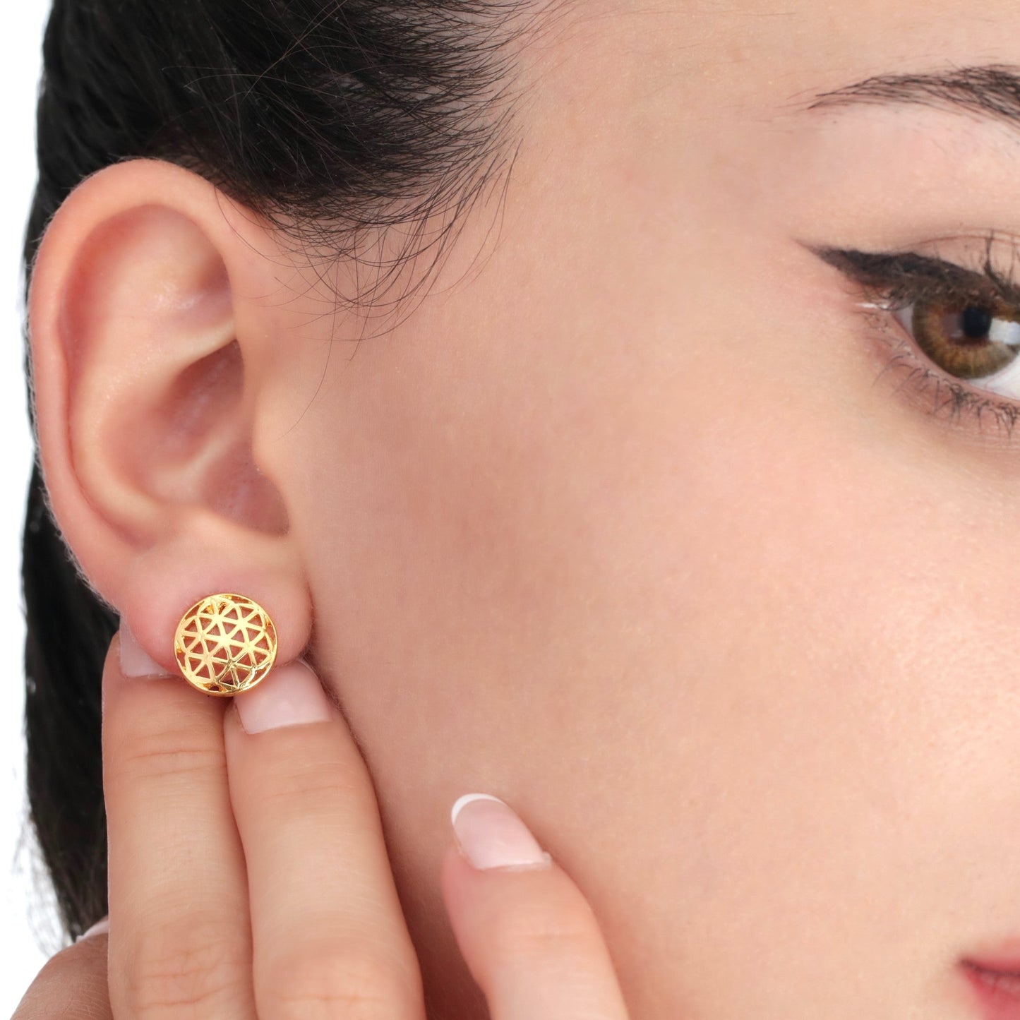 Flower of Life — 925 gold gold plated stud earrings — 106