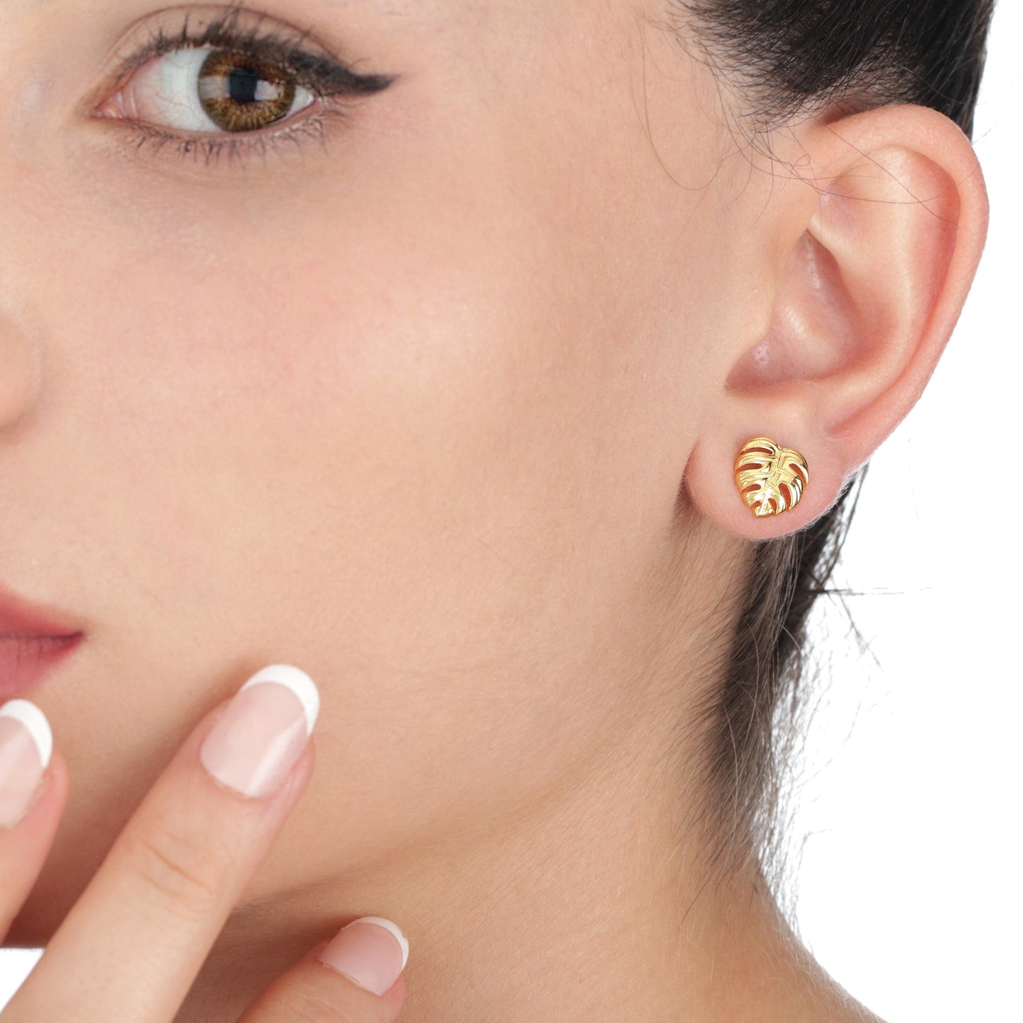 Monstera Leaf Stud Earrings - 925 Gold Gold Plated Exotic Leaves…