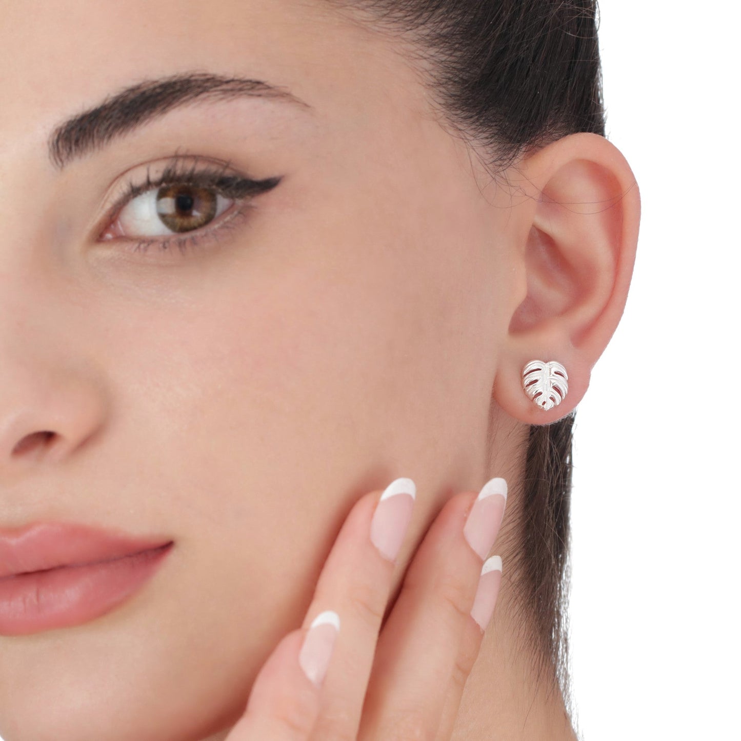 exotic monstera leaves — 925 sterling silver stud earrings