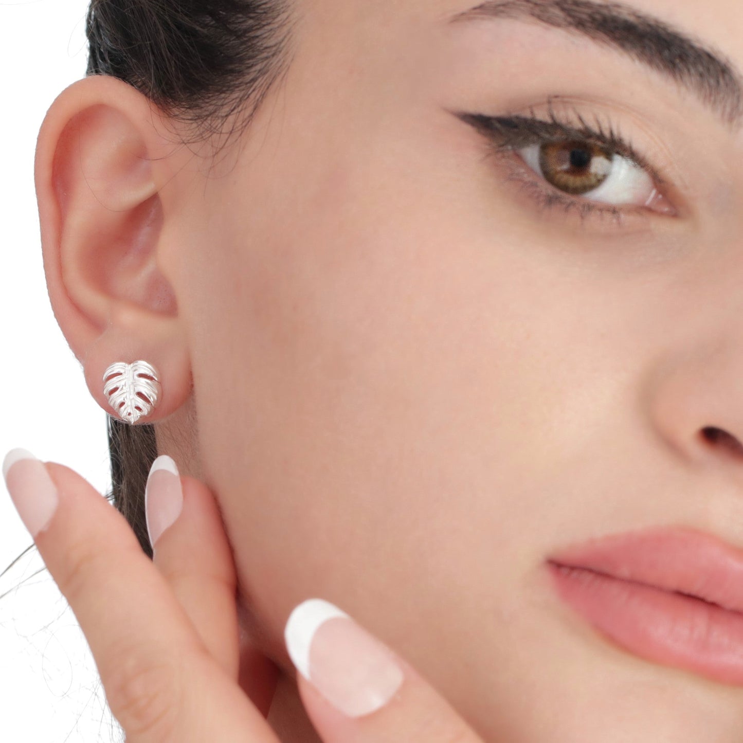 exotic monstera leaves — 925 sterling silver stud earrings