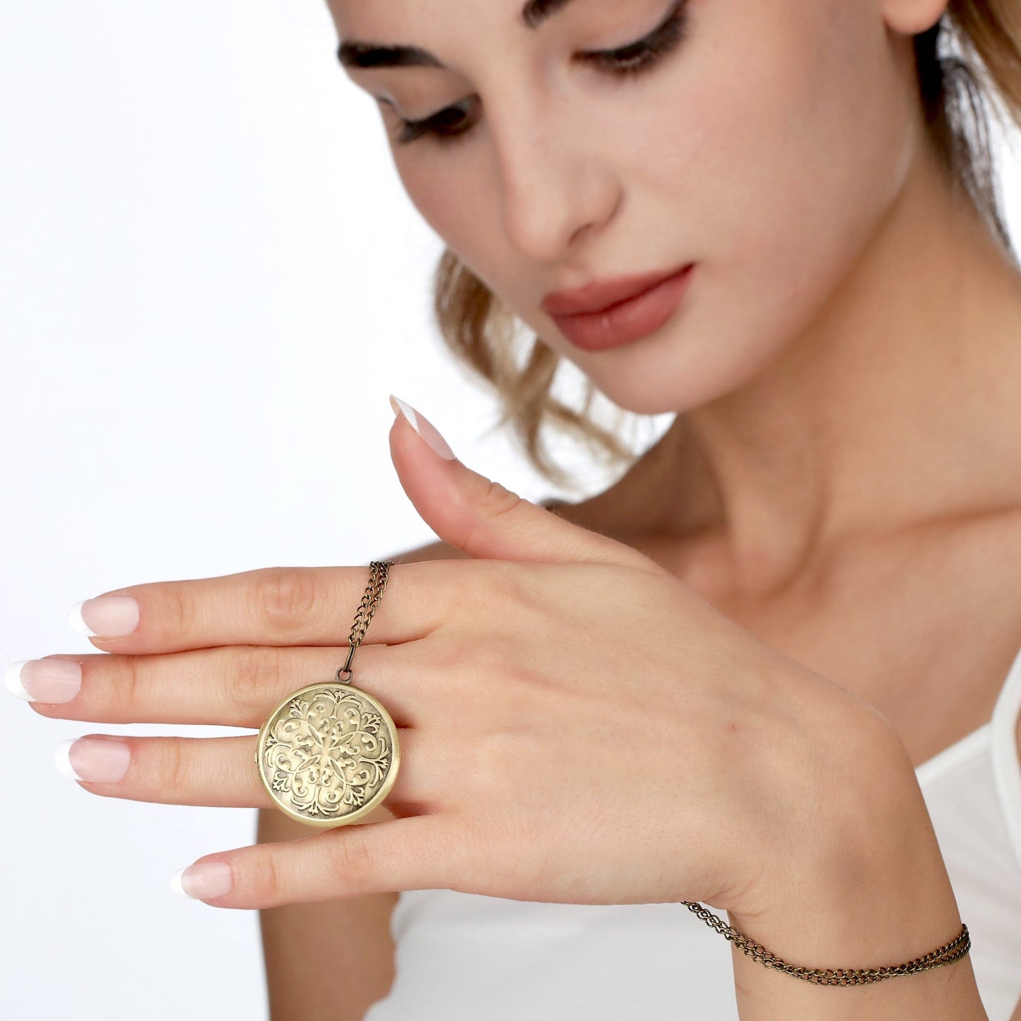 Photo medallion necklace with your photo Personalized oriental pendant
