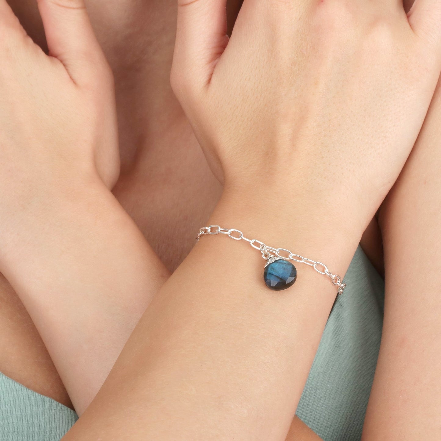 Labradorite Gemstone Bracelet - 925 Sterling Silver Meditation…