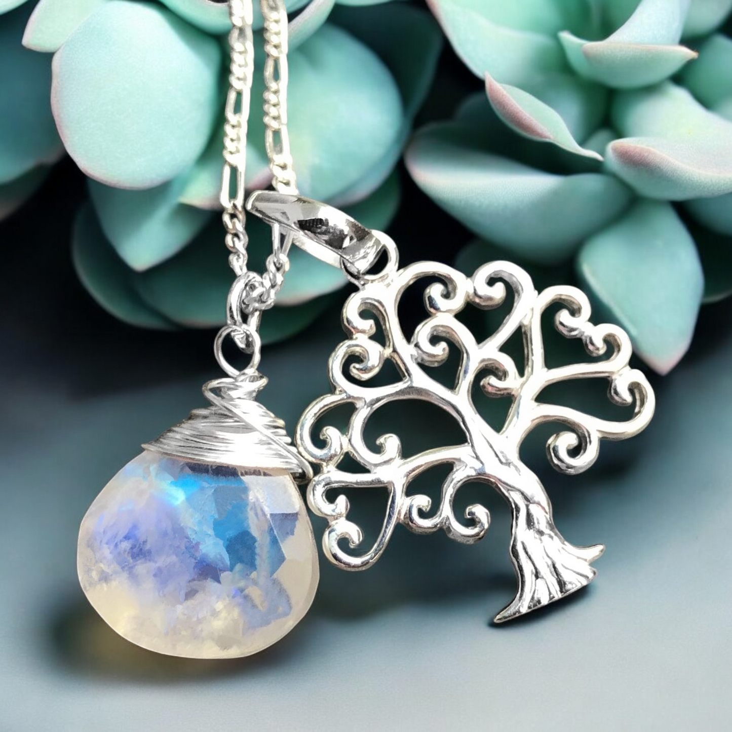 Grob & Moonstone — 925 Sterling Silver Gemstone Chain
