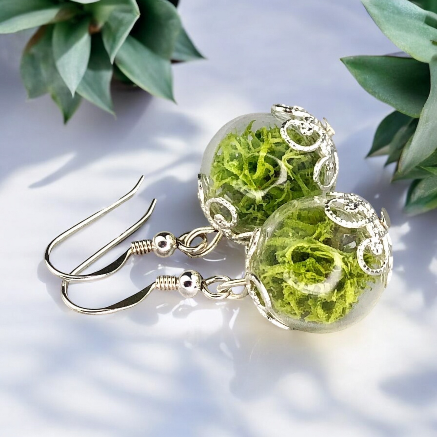Real Moos Earrings - 925 Sterling Silver Jewelry - Botanical…