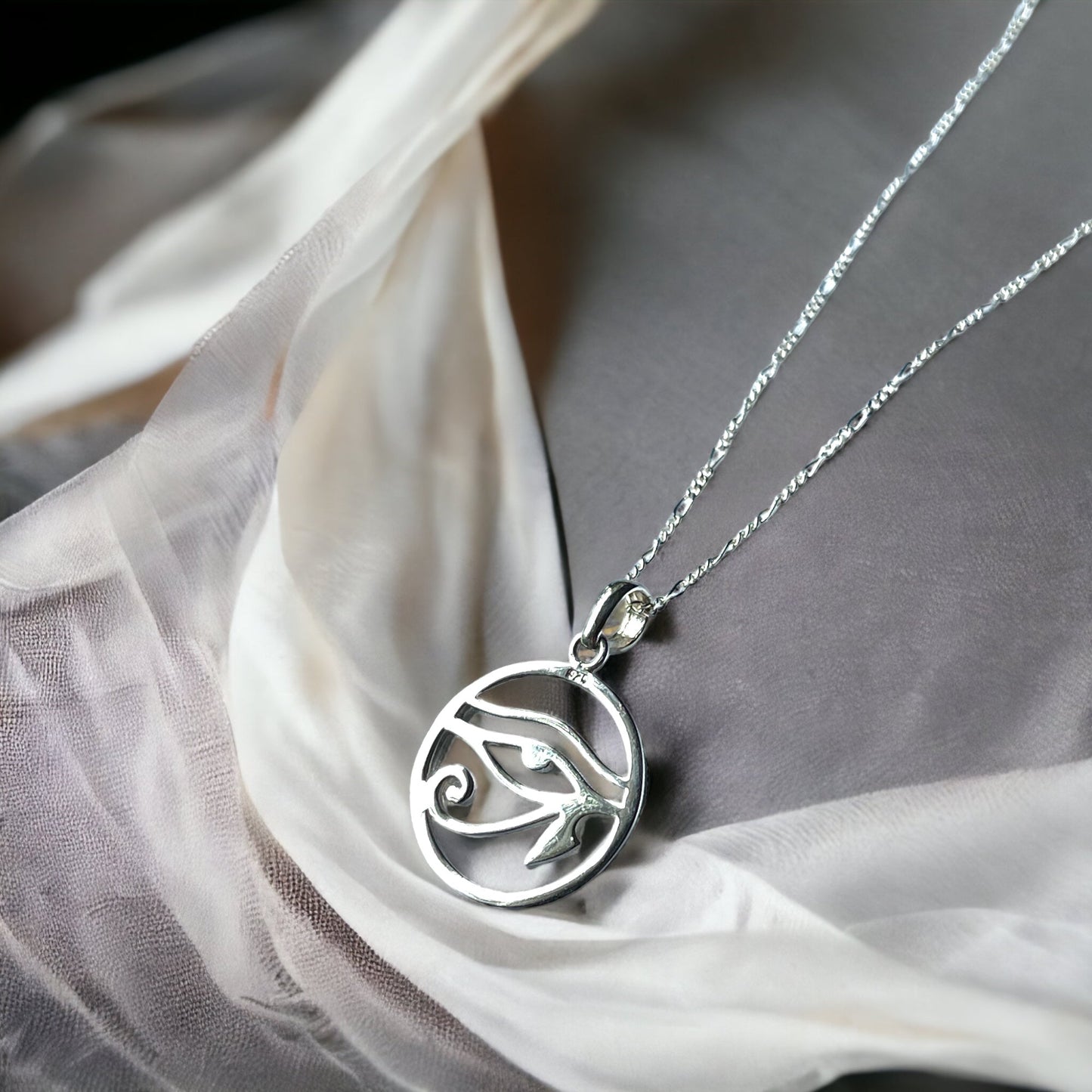 925 Sterling Silver Necklace with Eye of Osiris Pendant - Mystical…