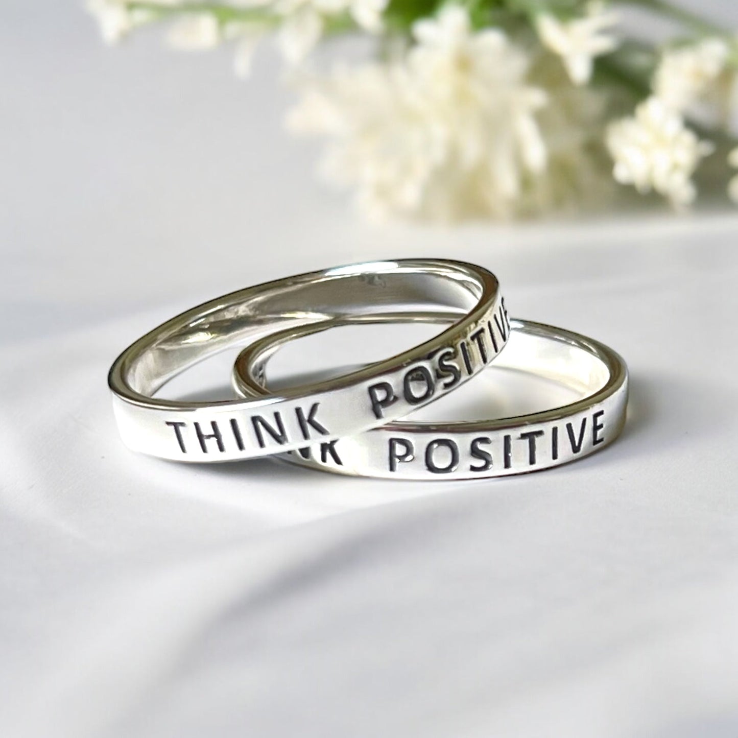 Think Positive — 925 Sterling Silver Ring with Inscription…