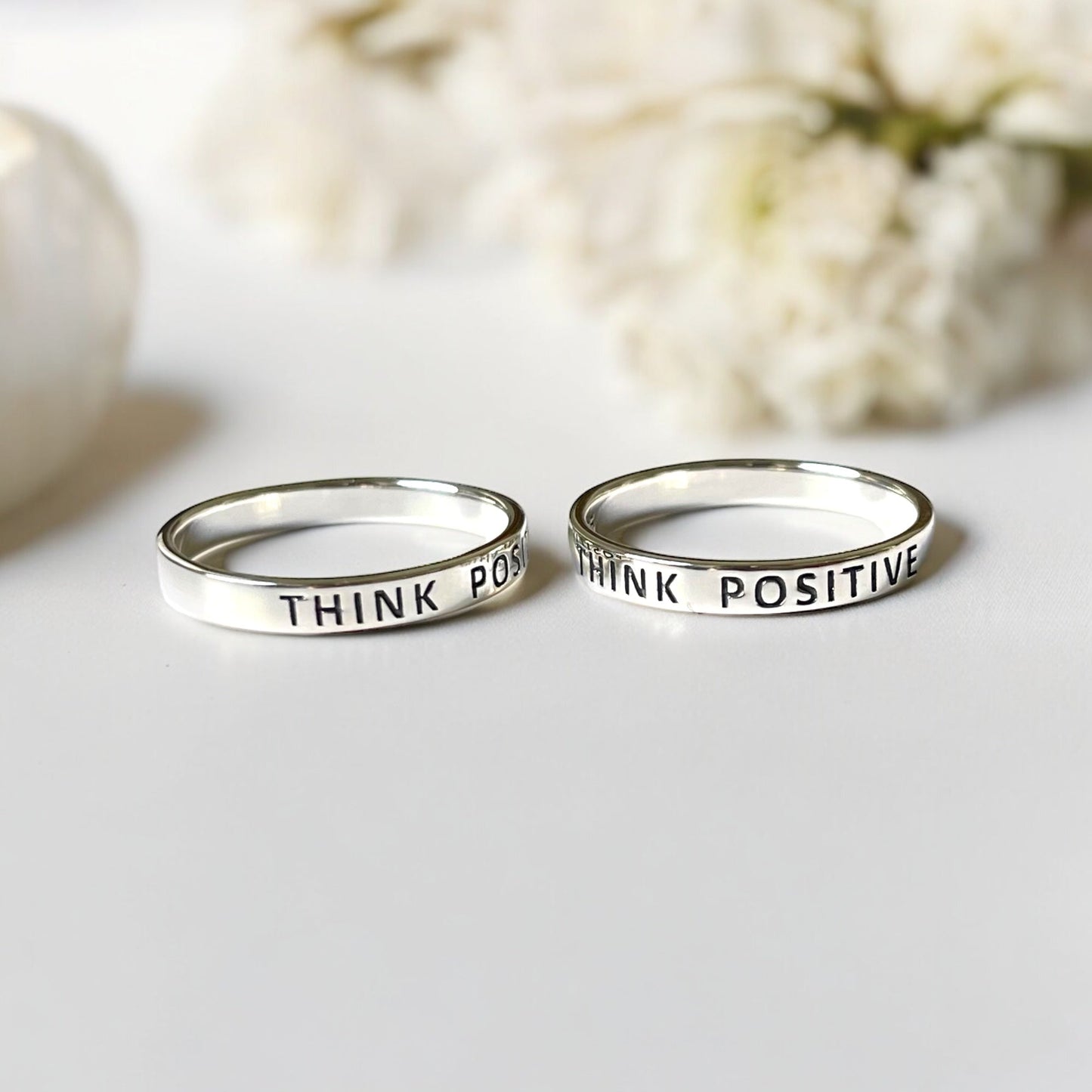 Think Positive — 925 Sterling Silver Ring with Inscription…