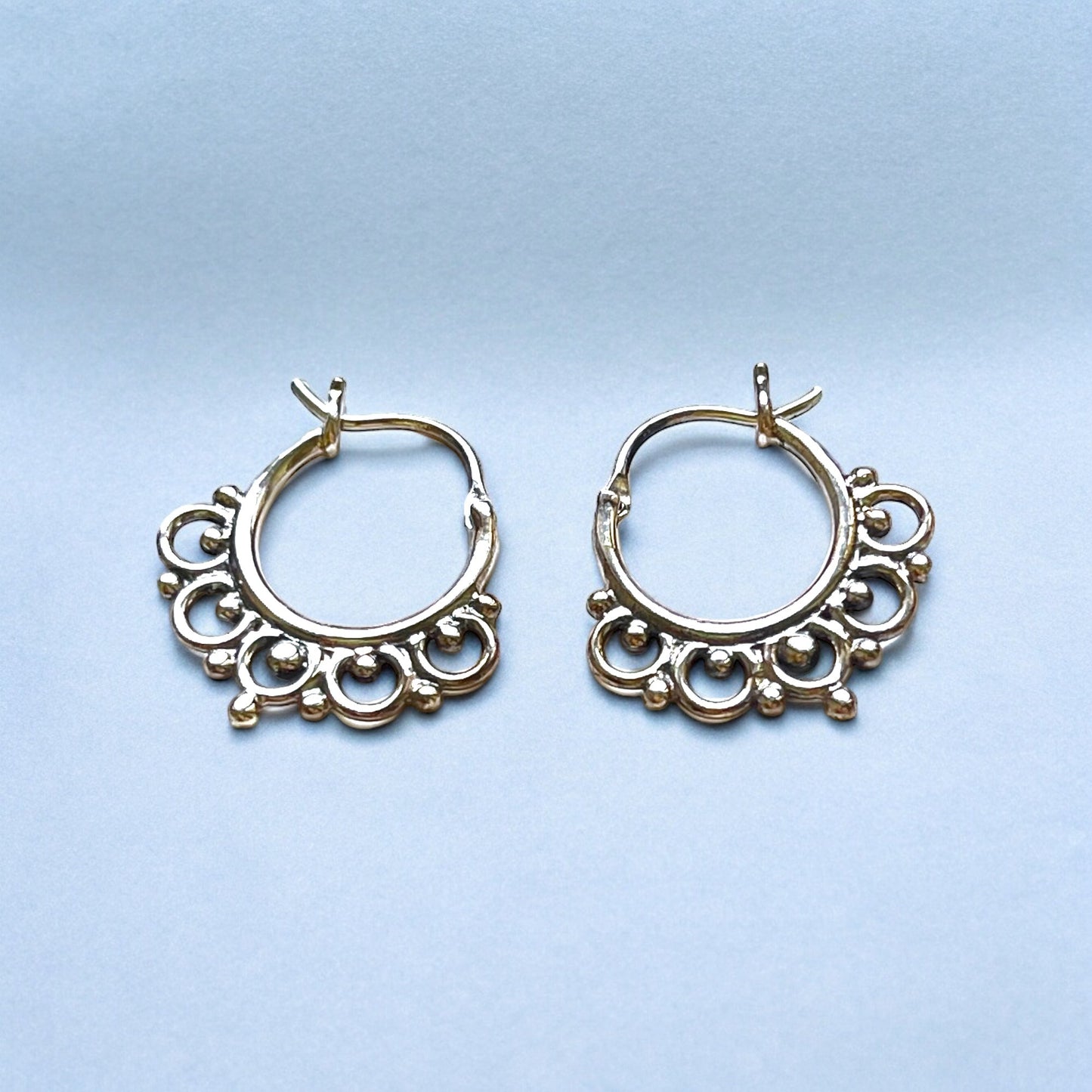Delicate Ornamental Tribal Boho Earrings - 17mm Diameter…