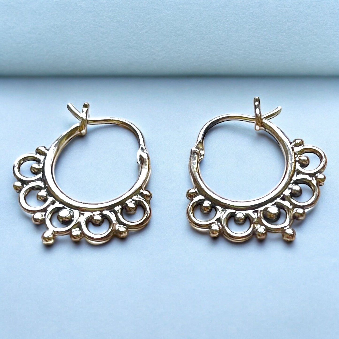 Delicate Ornamental Tribal Boho Earrings - 17mm Diameter…