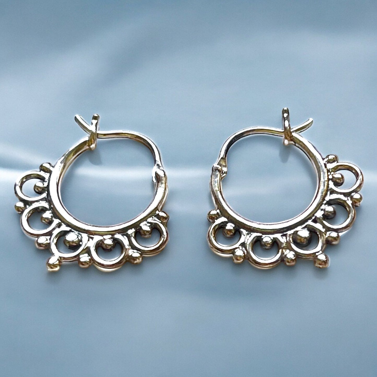 Delicate Ornamental Tribal Boho Earrings - 17mm Diameter…