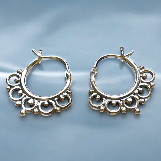 Delicate Ornamental Tribal Boho Earrings - 17mm Diameter…
