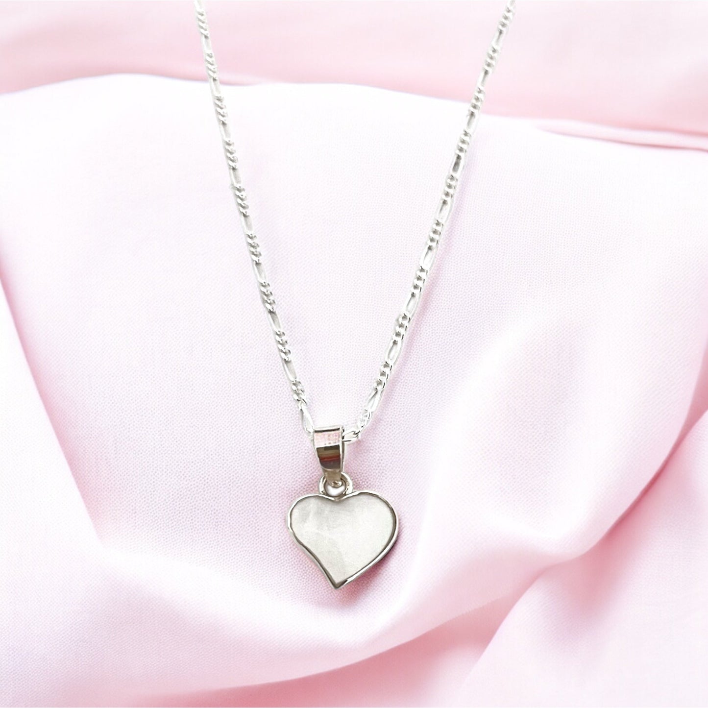 925 Sterling Silver Necklace with Mother-of-Pearl Heart Pendant…