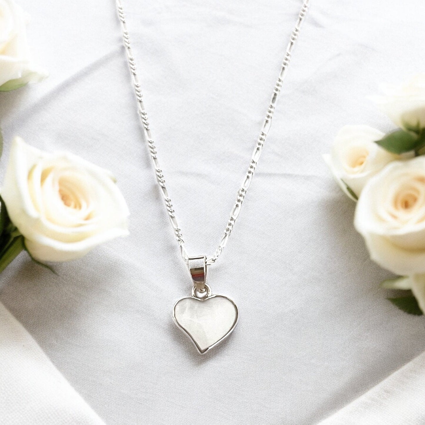 925 Sterling Silver Necklace with Mother-of-Pearl Heart Pendant…