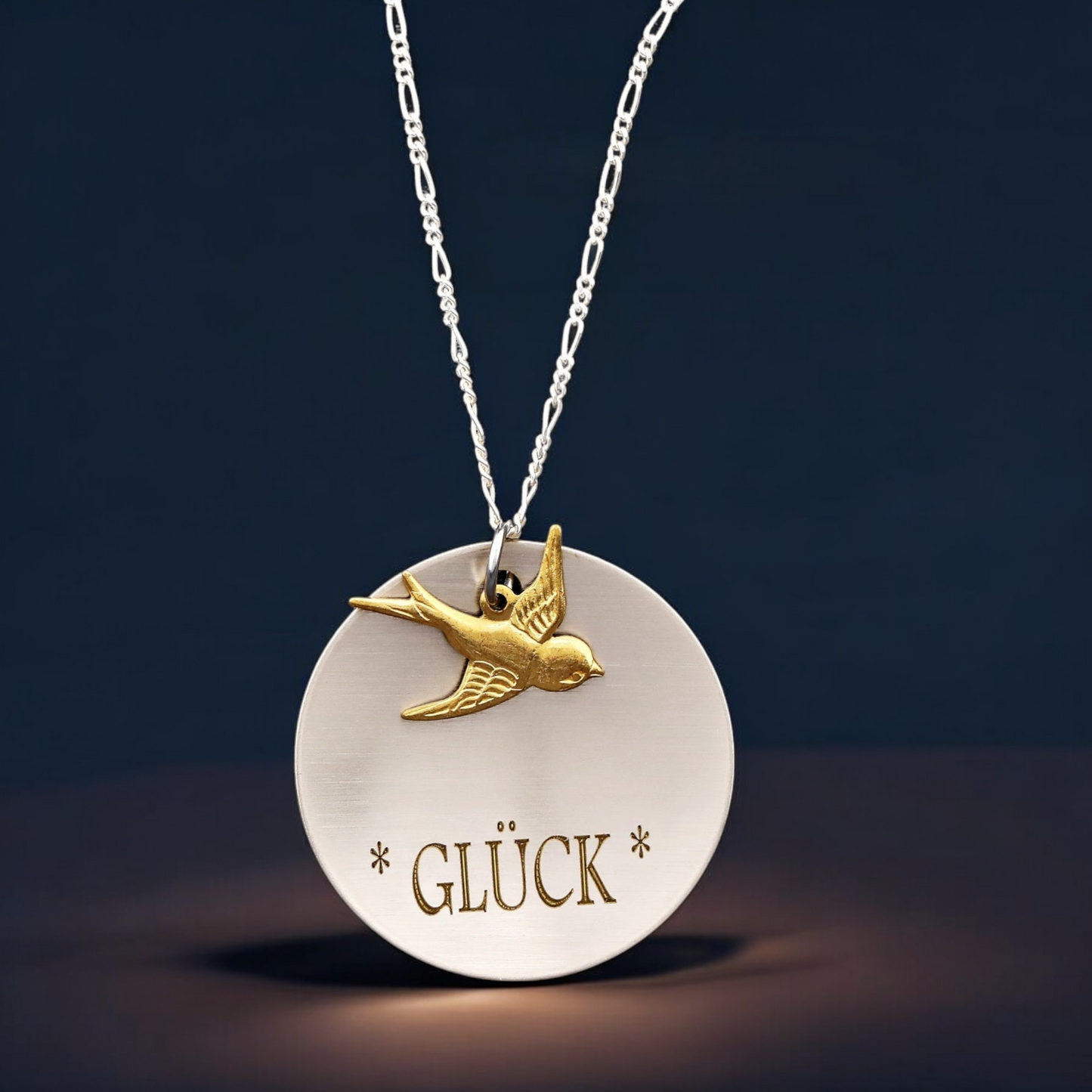 Lucky charm golden swallow engraving chain - 925 sterling silver…
