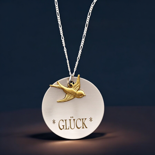 Lucky charm golden swallow engraving chain - 925 sterling silver…