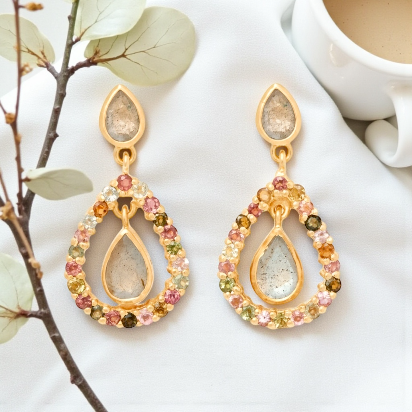 Luxurious 18K Gold Plated 925 Sterling Silver Earrings with…