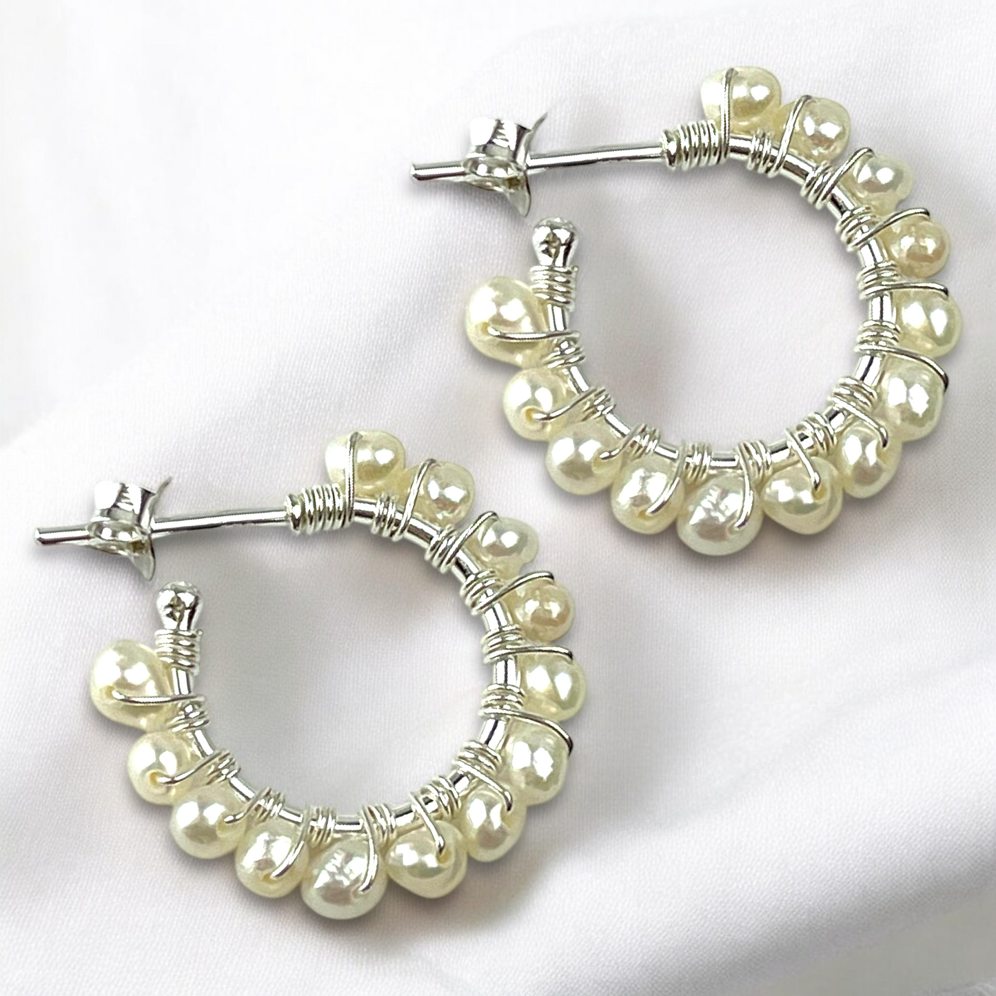 925 Sterling Silver Hoop Earrings with Real Freshwater Pearls |…