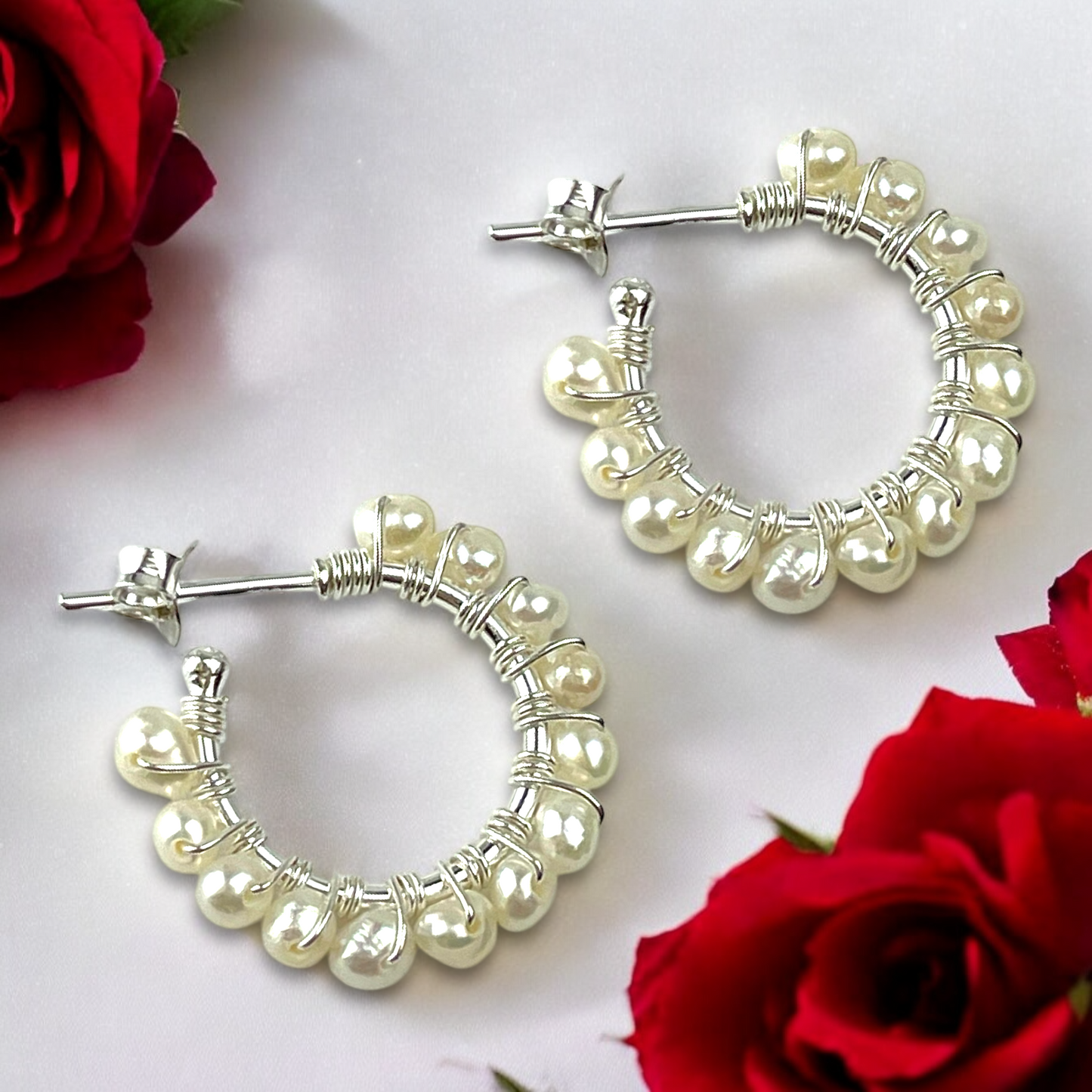 925 Sterling Silver Hoop Earrings with Real Freshwater Pearls |…