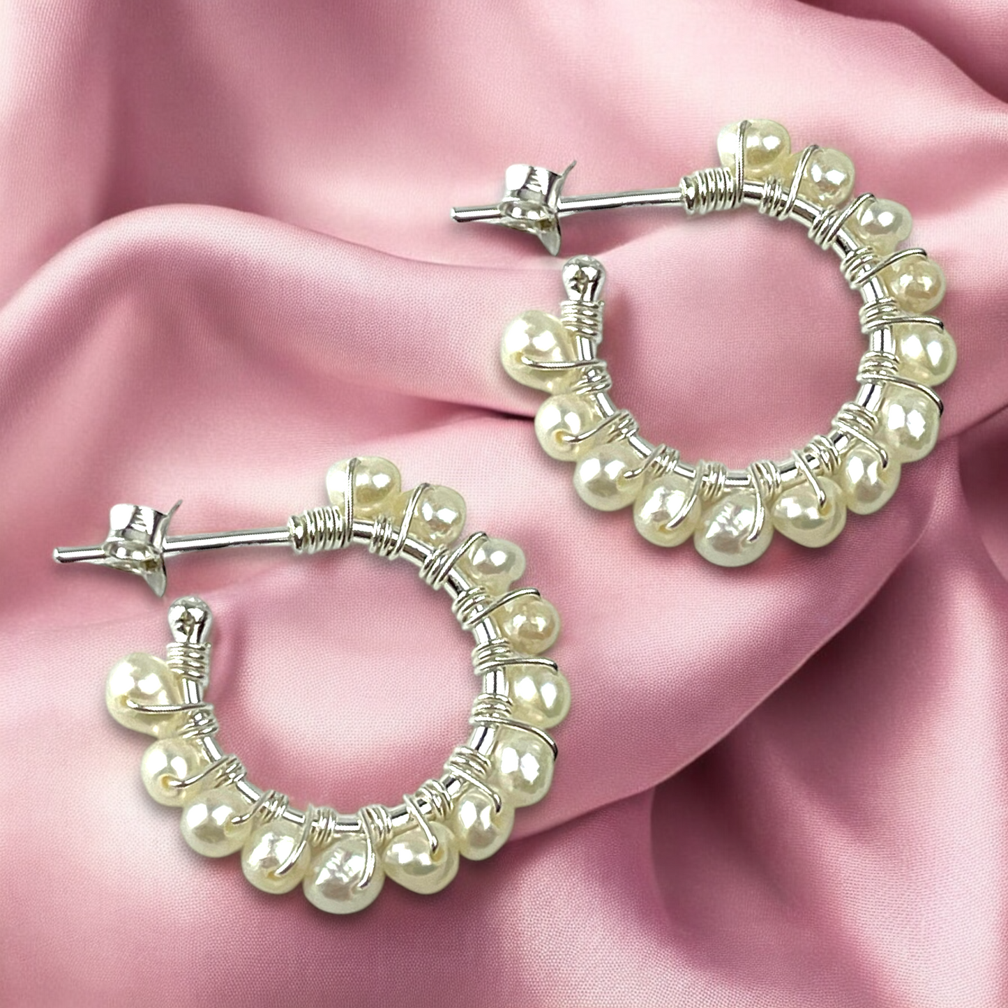 925 Sterling Silver Hoop Earrings with Real Freshwater Pearls |…
