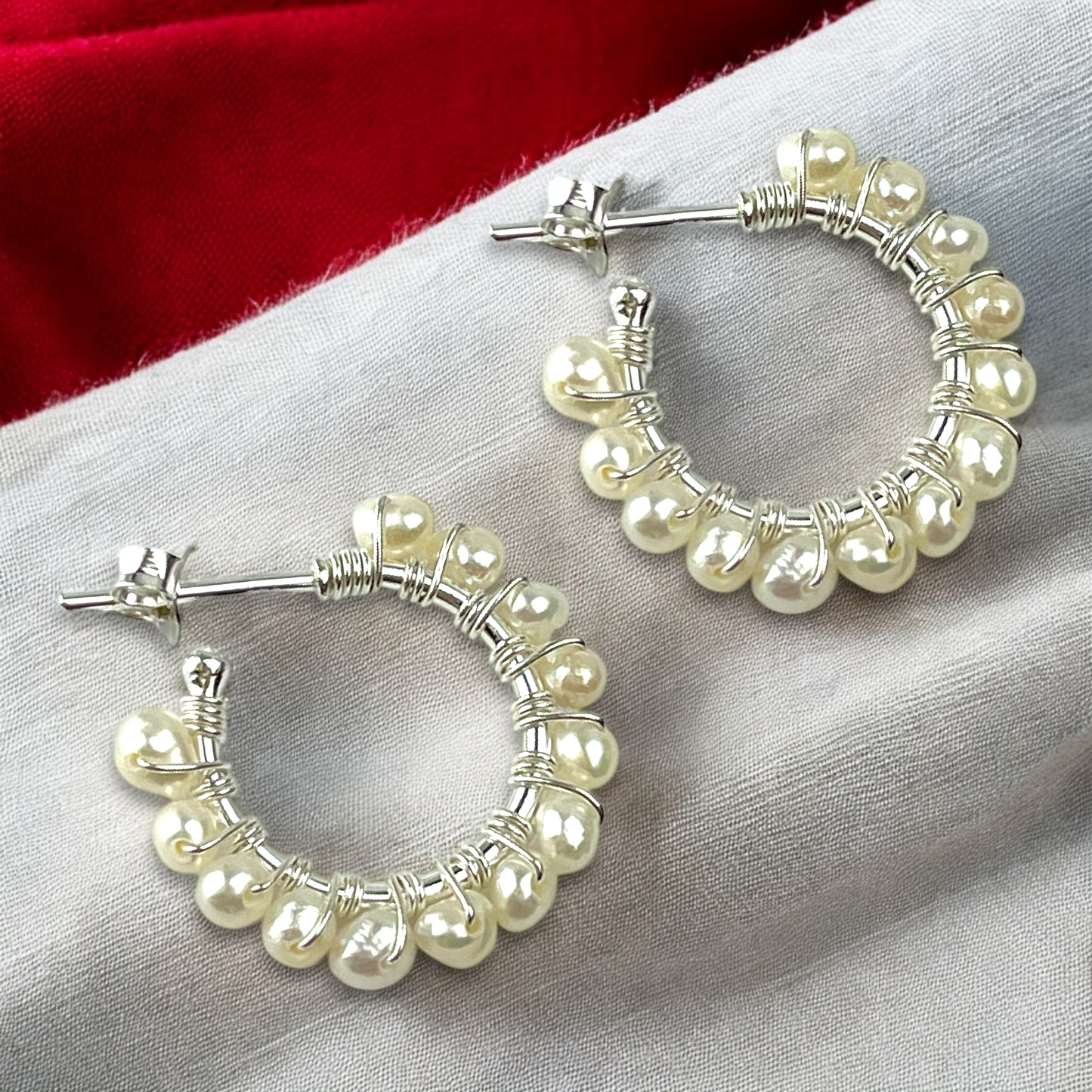 925 Sterling Silver Hoop Earrings with Real Freshwater Pearls |…