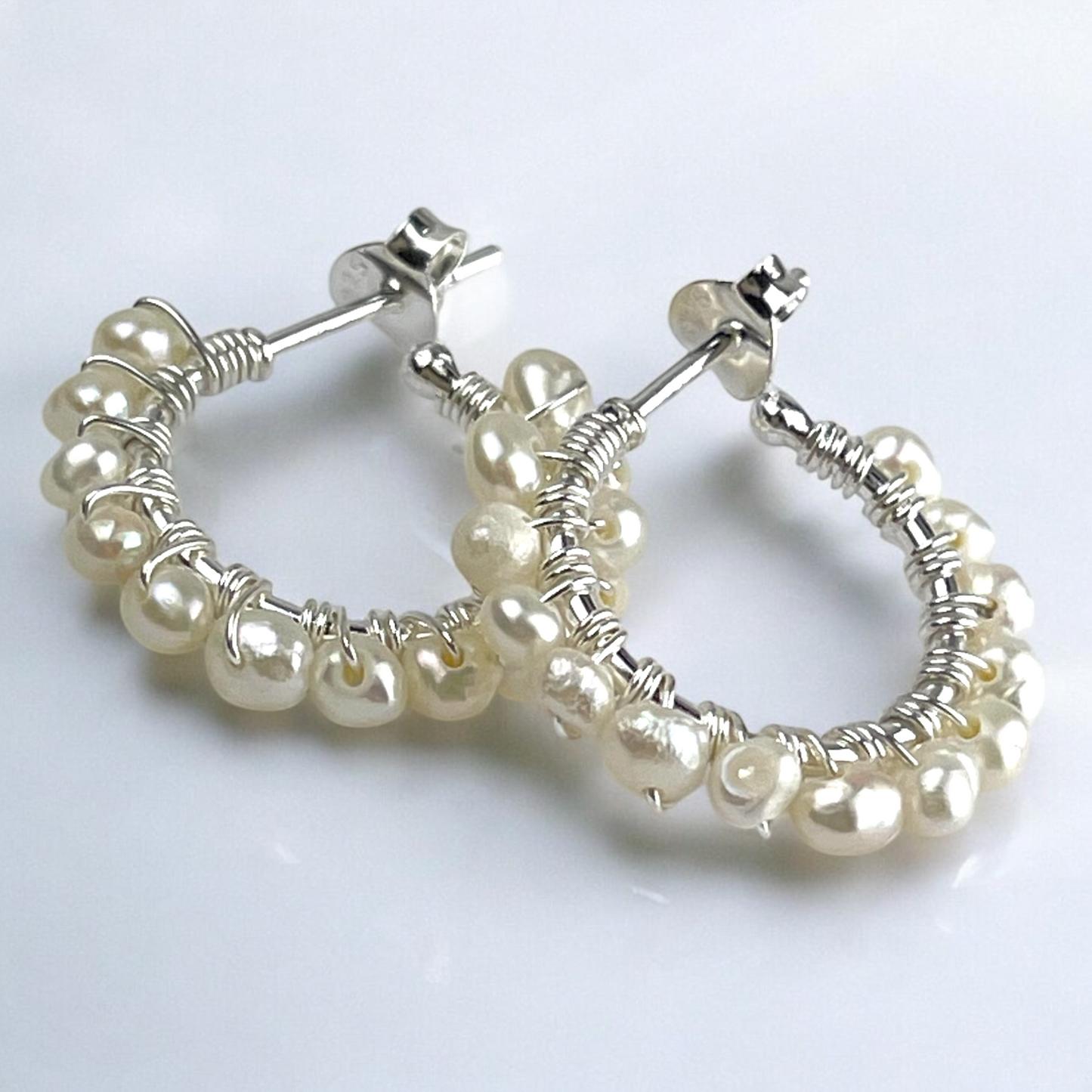 925 Sterling Silver Hoop Earrings with Real Freshwater Pearls |…