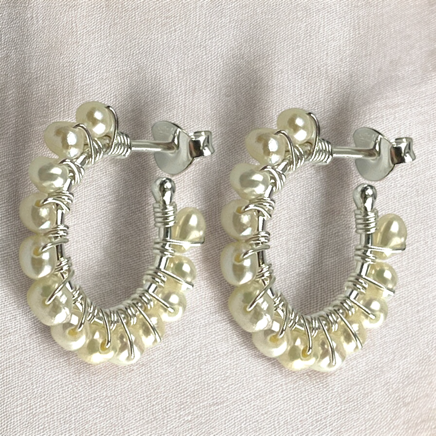 925 Sterling Silver Hoop Earrings with Real Freshwater Pearls |…