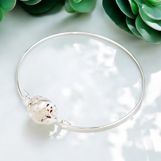 Elegant Pustflumen Seed Bangle - Minimalist Silver Plated Jewelry…