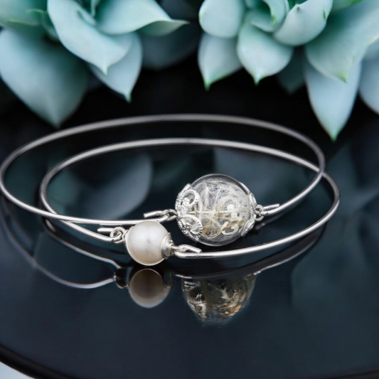 Bangles in the double pack real pulse flowers and freshwater pearl…