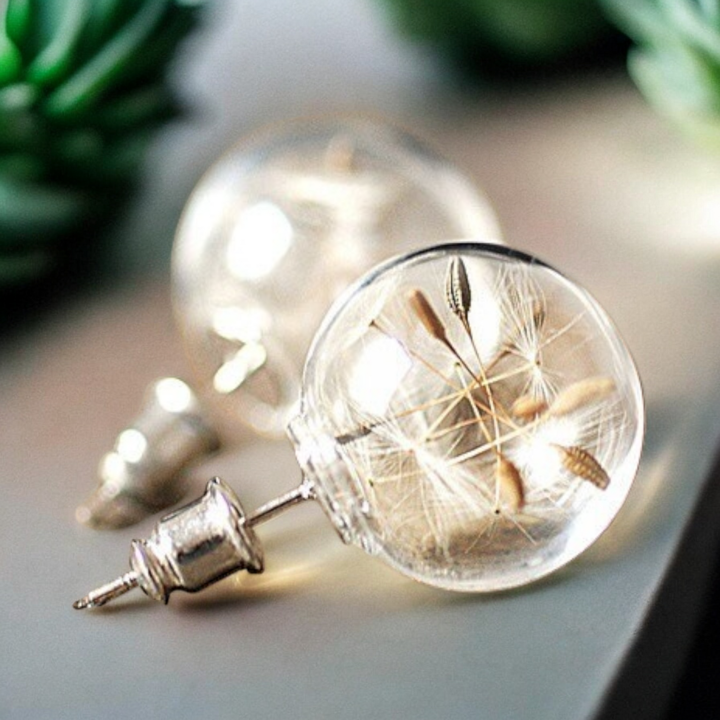 Elegant Dandelion Studs - Terrarium Botanical Nature Jewelry — 40