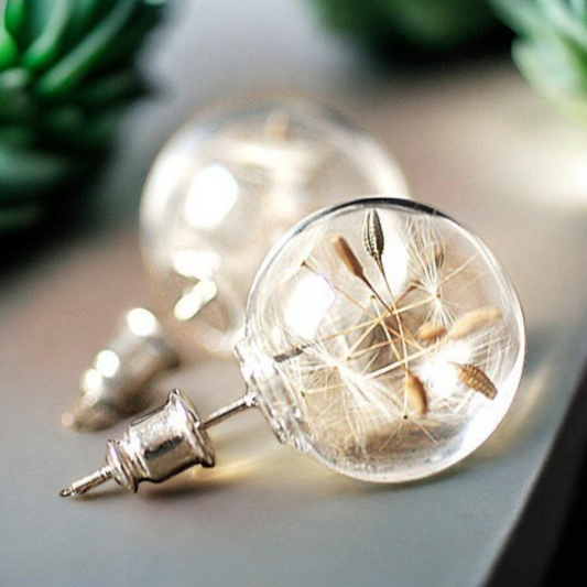 Elegant Dandelion Studs - Terrarium Botanical Nature Jewelry — 40