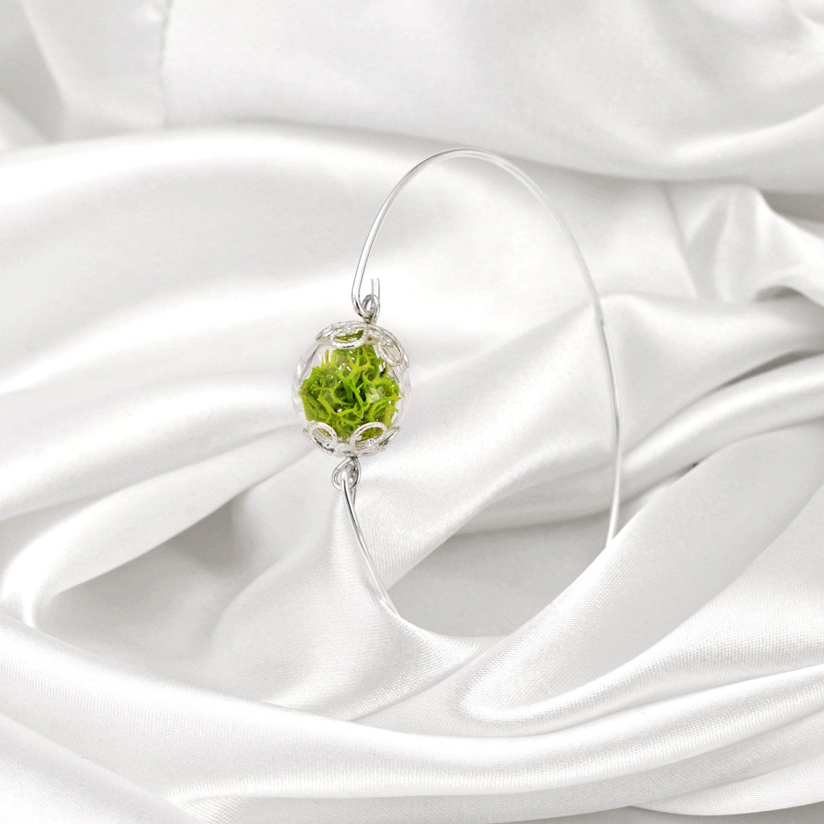 Genuine Green Moss Bangle - Minimalist Nature Jewelry - RETARM-28