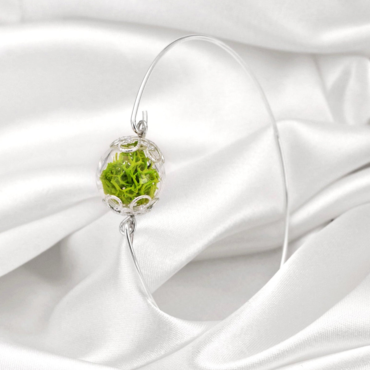 Genuine Green Moss Bangle - Minimalist Nature Jewelry - RETARM-28