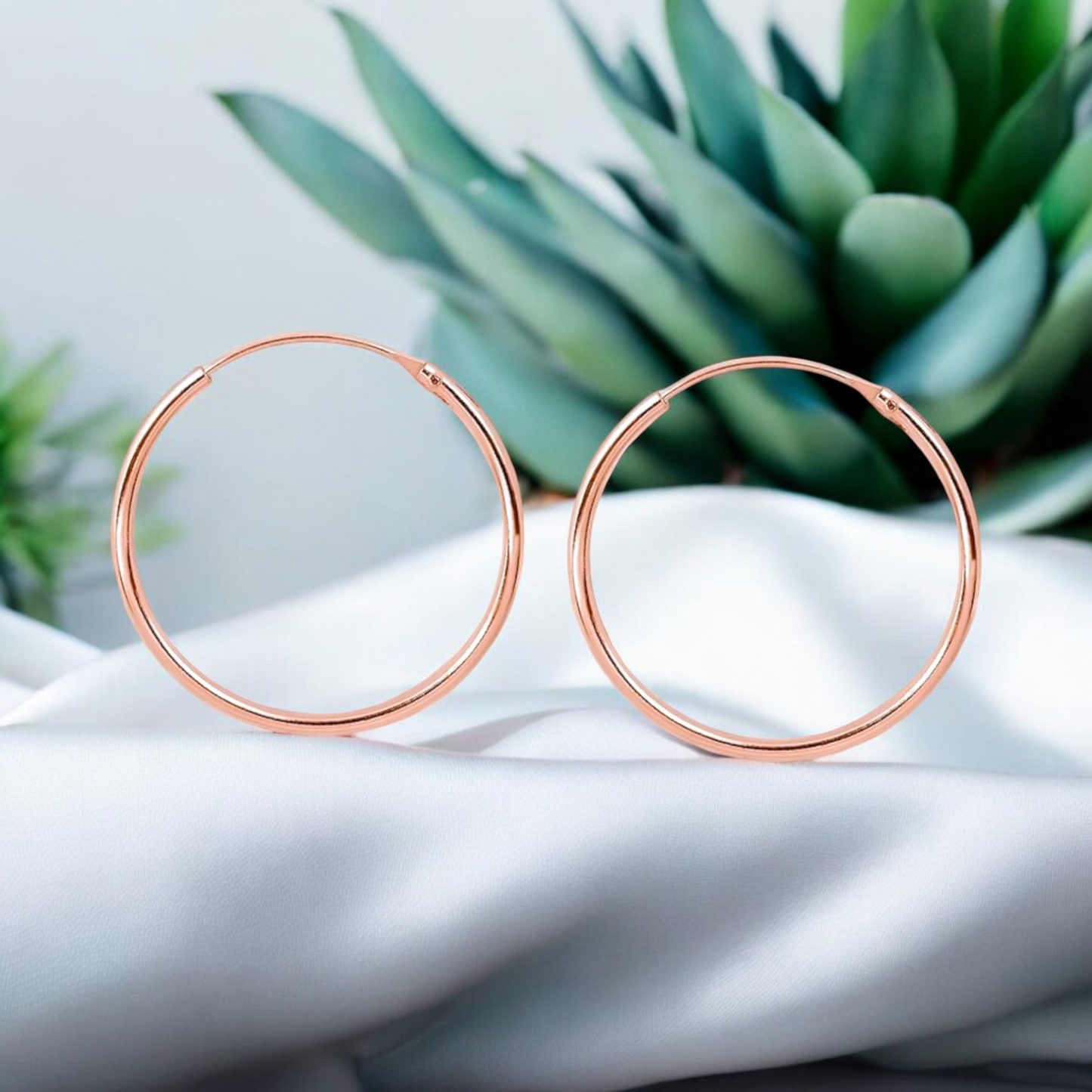 Classic 25 mm Hoop Earrings in 925 Sterling Silver - 18K Rose Gold…