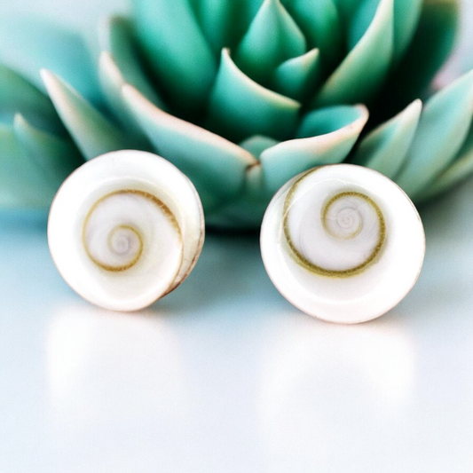 Shiva Eyes Mini Stud Earrings - 925 Sterling Silver Minimalist Shell…