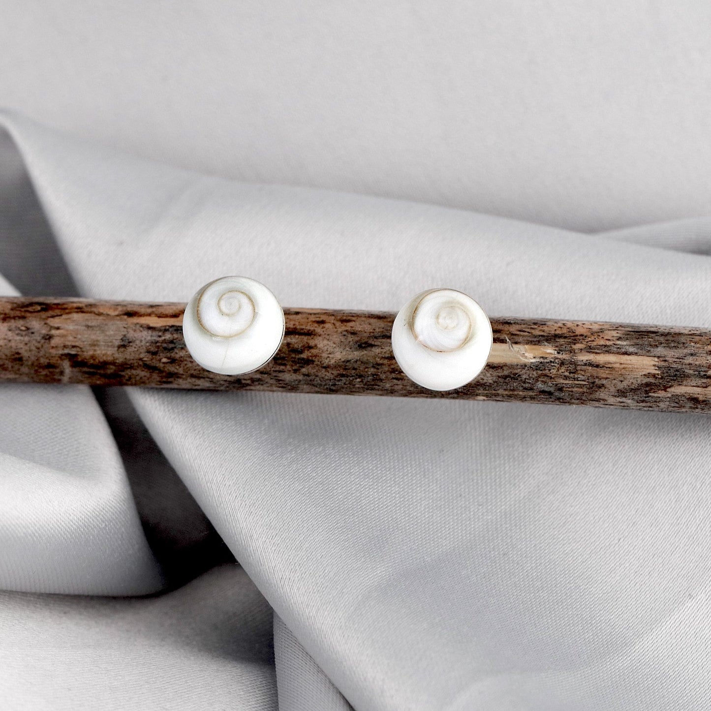 Shiva Eyes Mini Stud Earrings - 925 Sterling Silver Minimalist Shell…