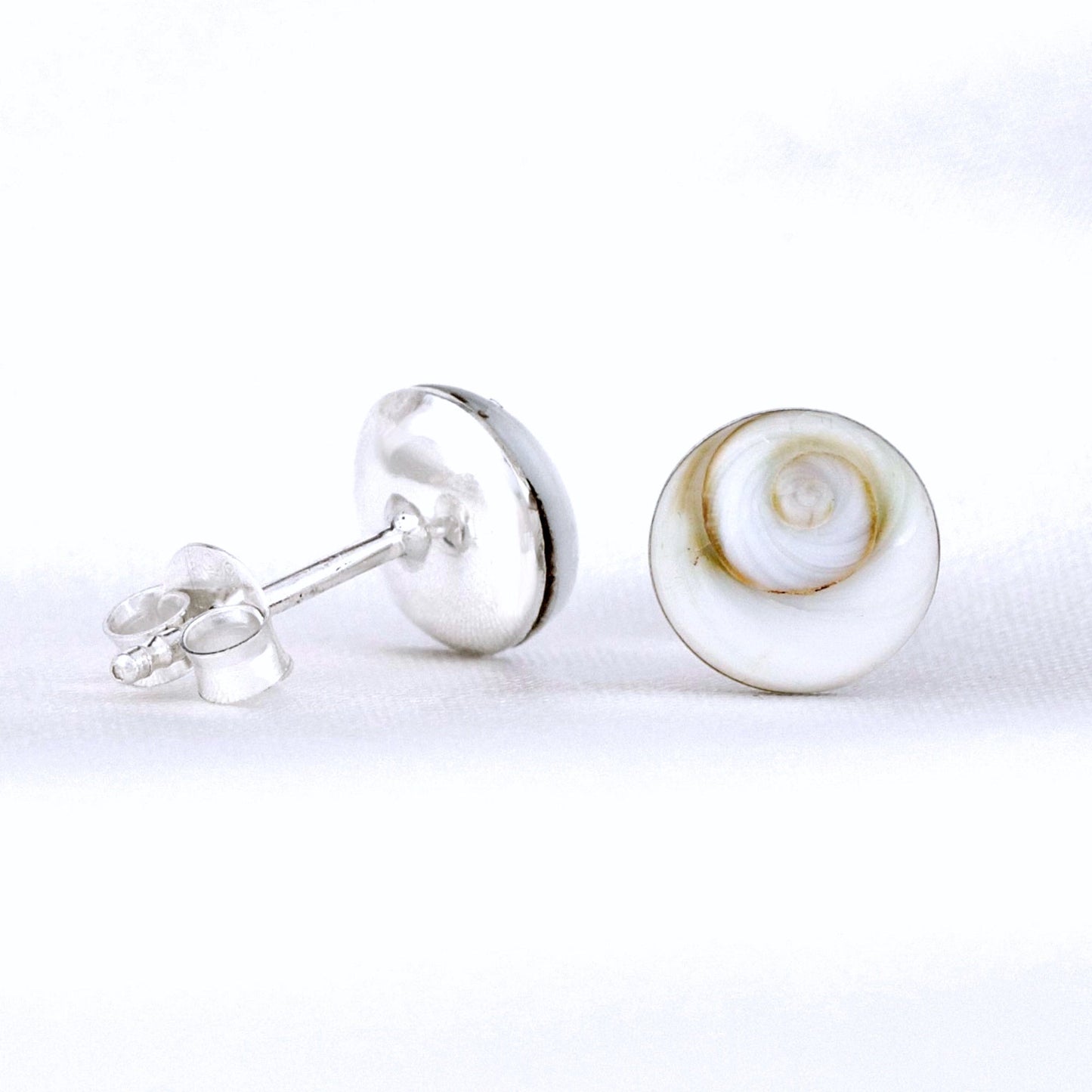 Shiva Eyes Mini Stud Earrings - 925 Sterling Silver Minimalist Shell…